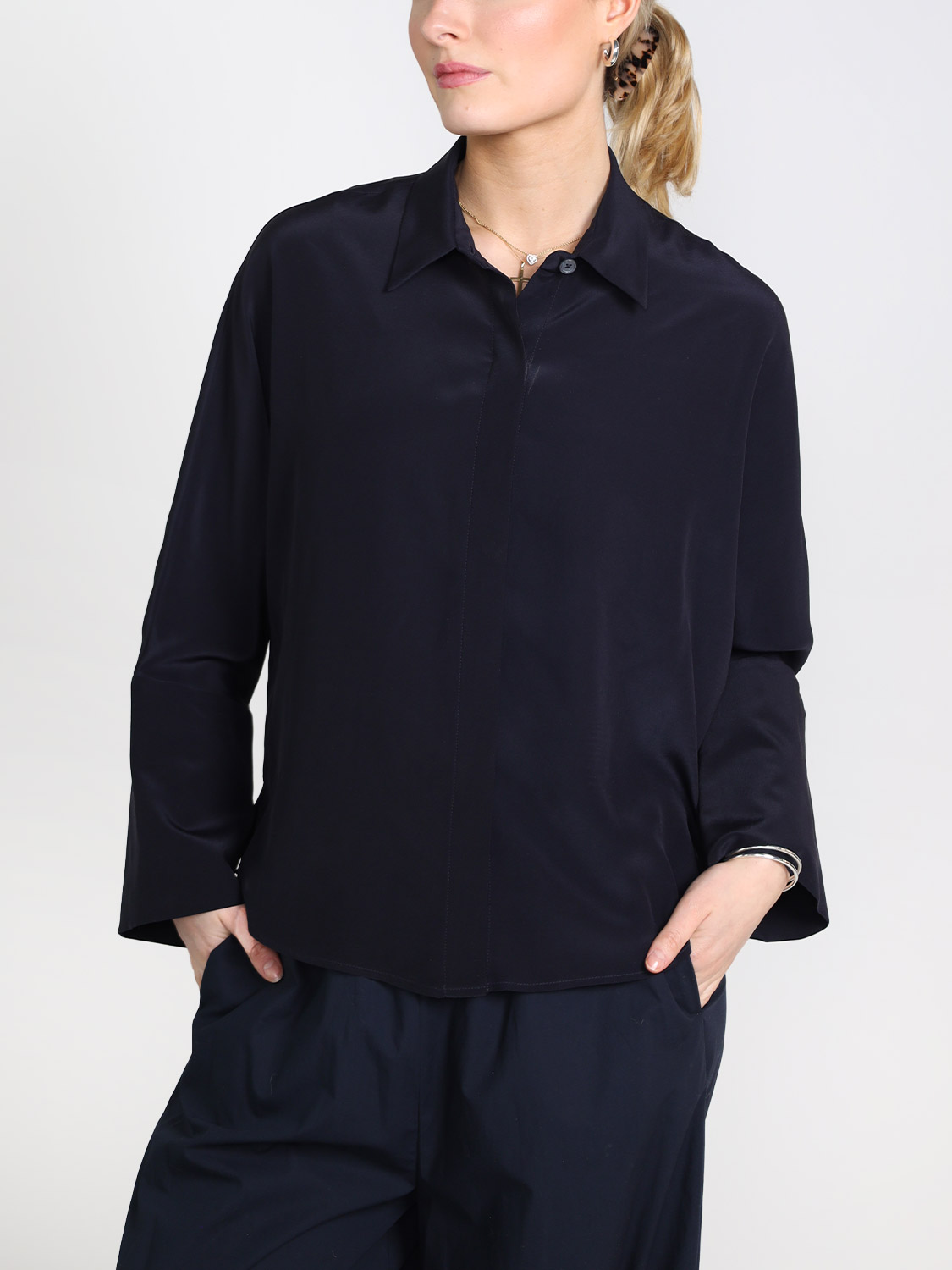Odeeh Bluse aus Seide marine 38