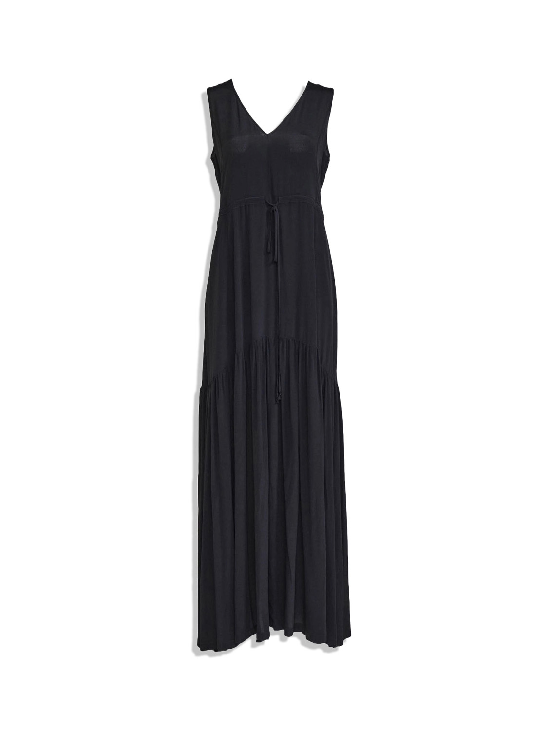 Floor length dress with waist lacing with silk