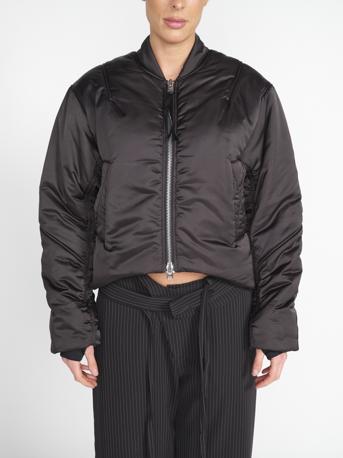 Shoreditch Ski Club Sofie - Short shiny bomber jacket  black S