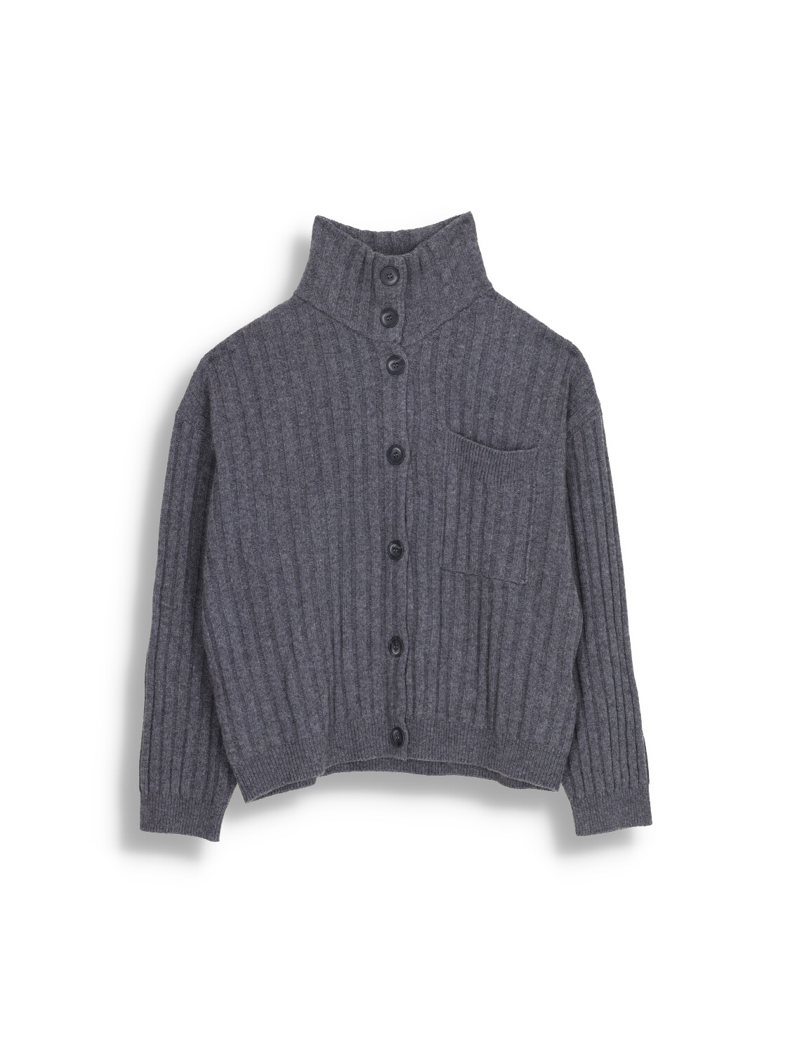 Gitta Banko Scarlett - Cardigan à col roulé avec poche poitrine en cachemire grau XS/S