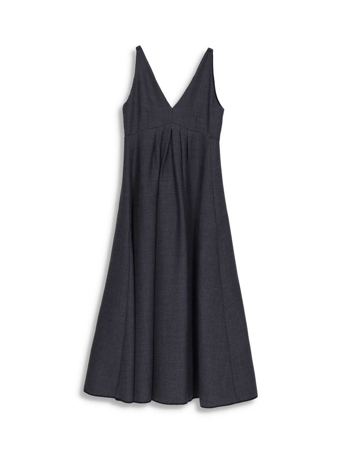 Midi dress with V- neckline in virgin wool