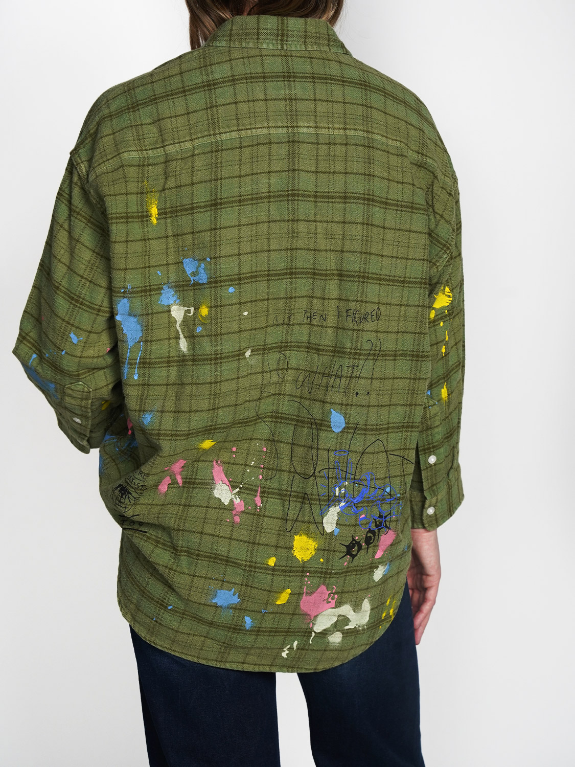 R13 Drop Neck – Oversized Flanell Hemd grün M R13 Drop Neck – Oversized Flanell Hemd grün M