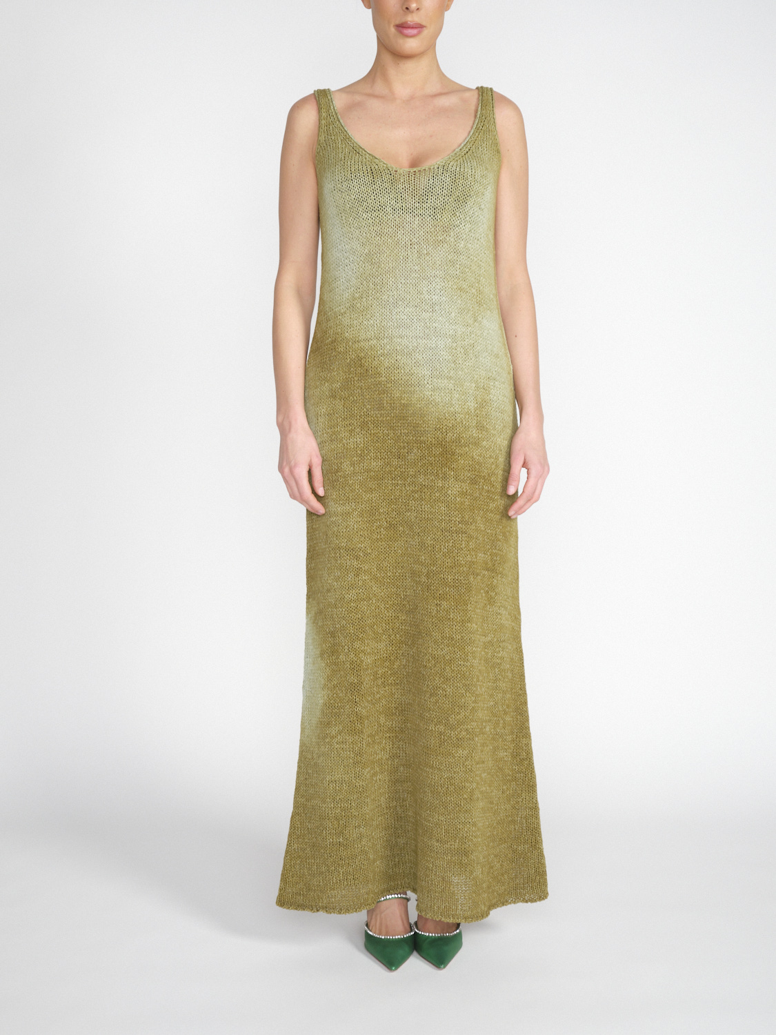 Roberto Collina Senza - Maxi knit dress with color gradient  green S