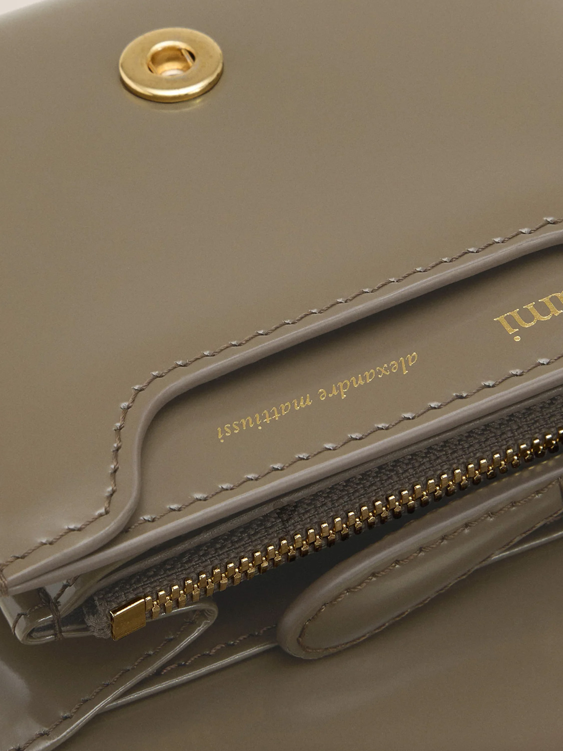 Ami Paris  Glazed leather wallet khaki One Size