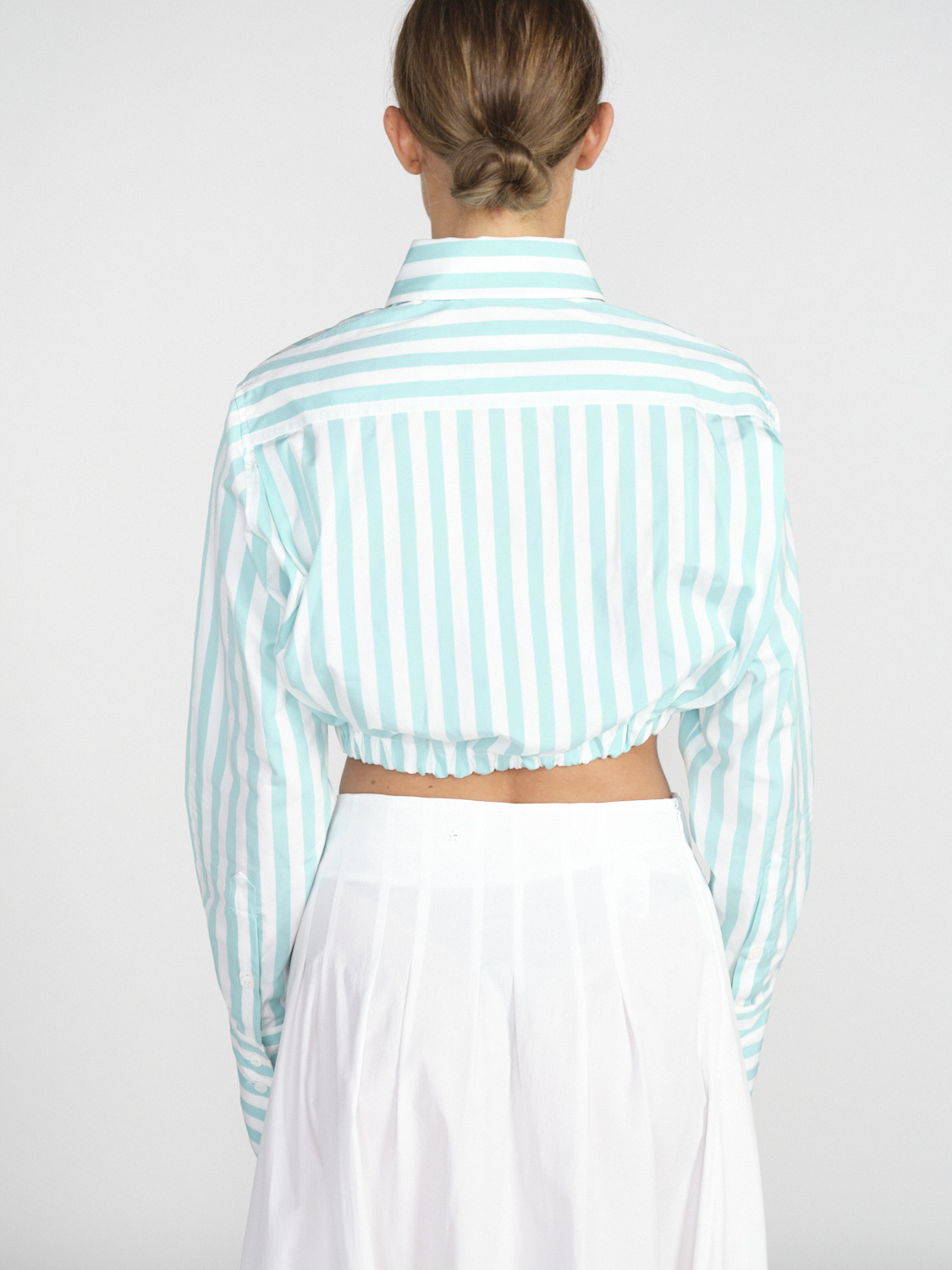 Patou Cropped bow shirt – Gecroppte Baumwoll-Bluse menta 36