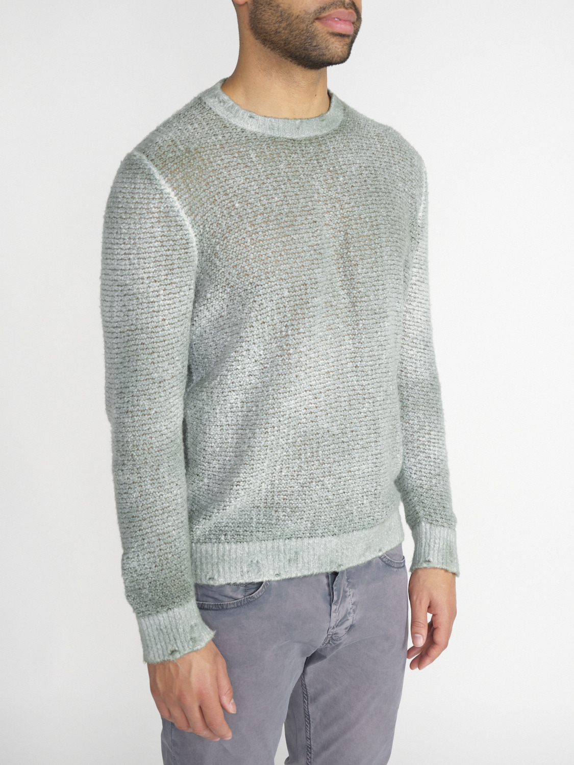 Avant Toi Soft sweater with a crocheted look  green M