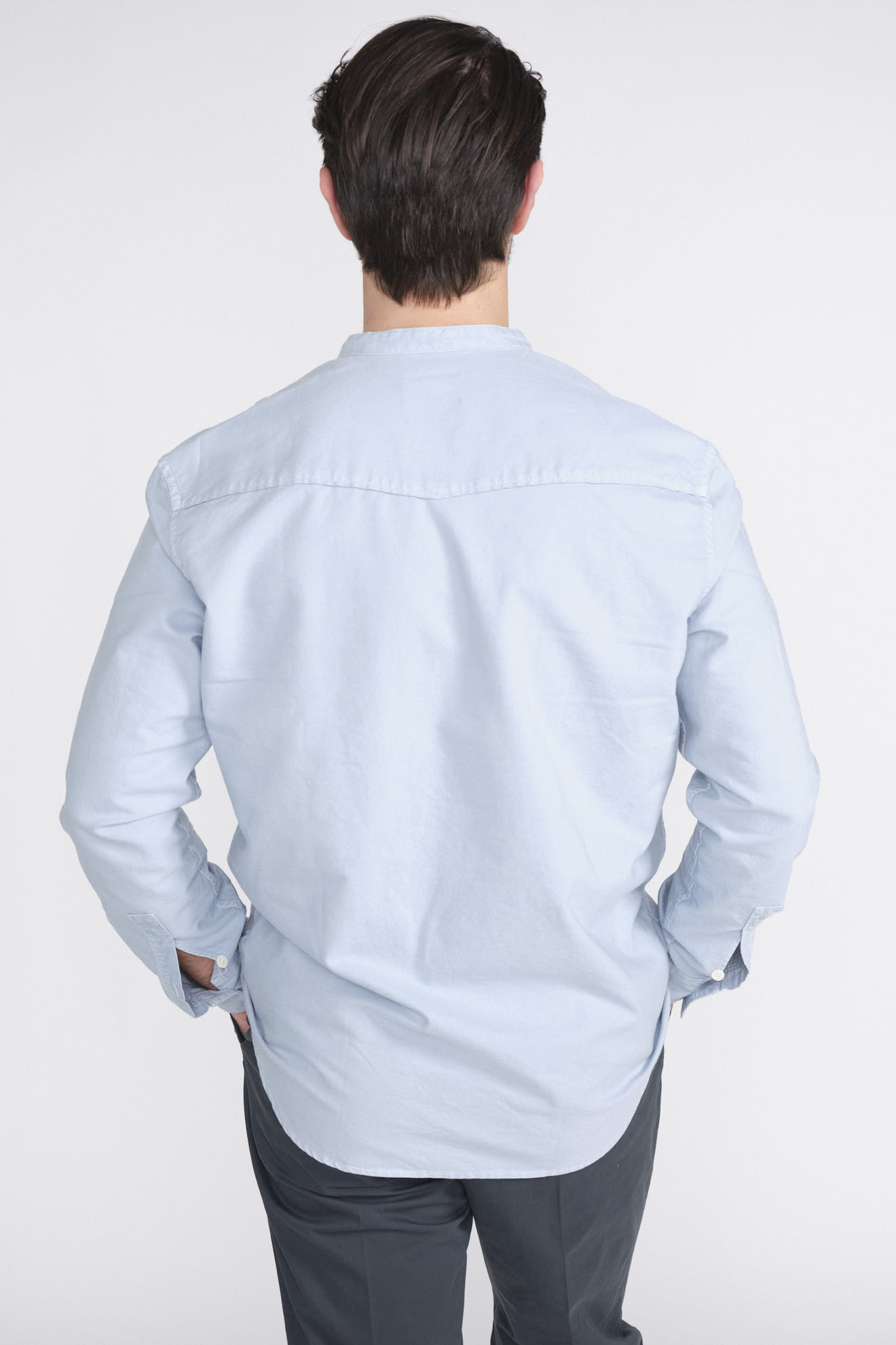Dondup Langarm Bluse mit Stehkragen aus Baumwolle blau M