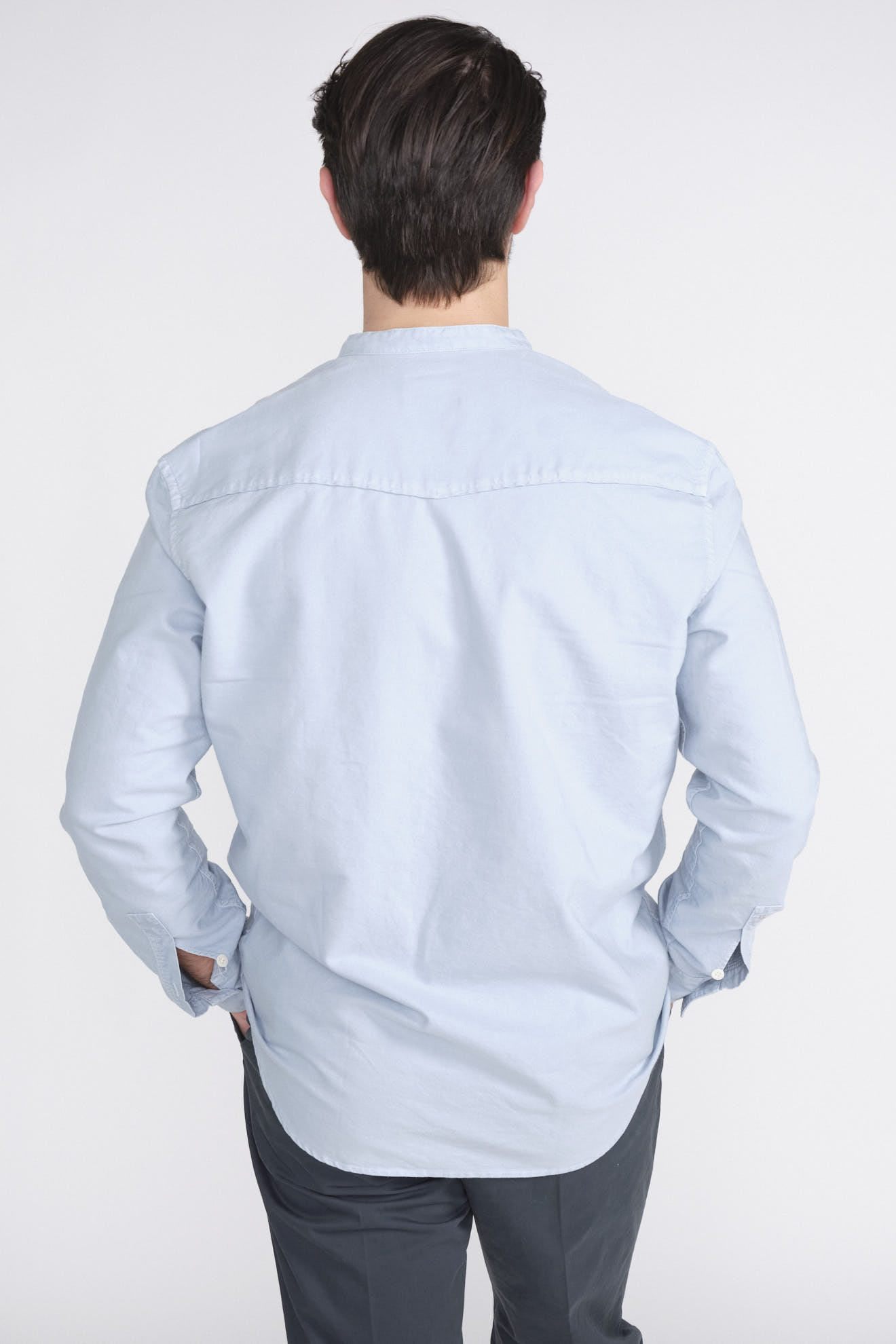 Dondup Langarm Bluse mit Stehkragen aus Baumwolle blau XL