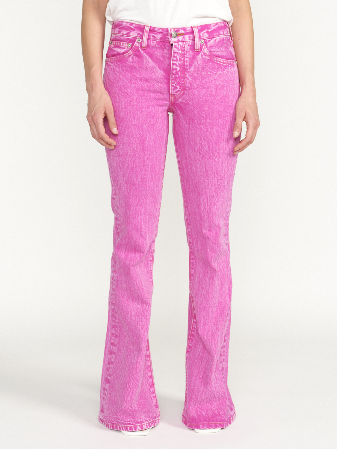 Cout De La Liberte Britney - denim flare pants with washed out look pink 25