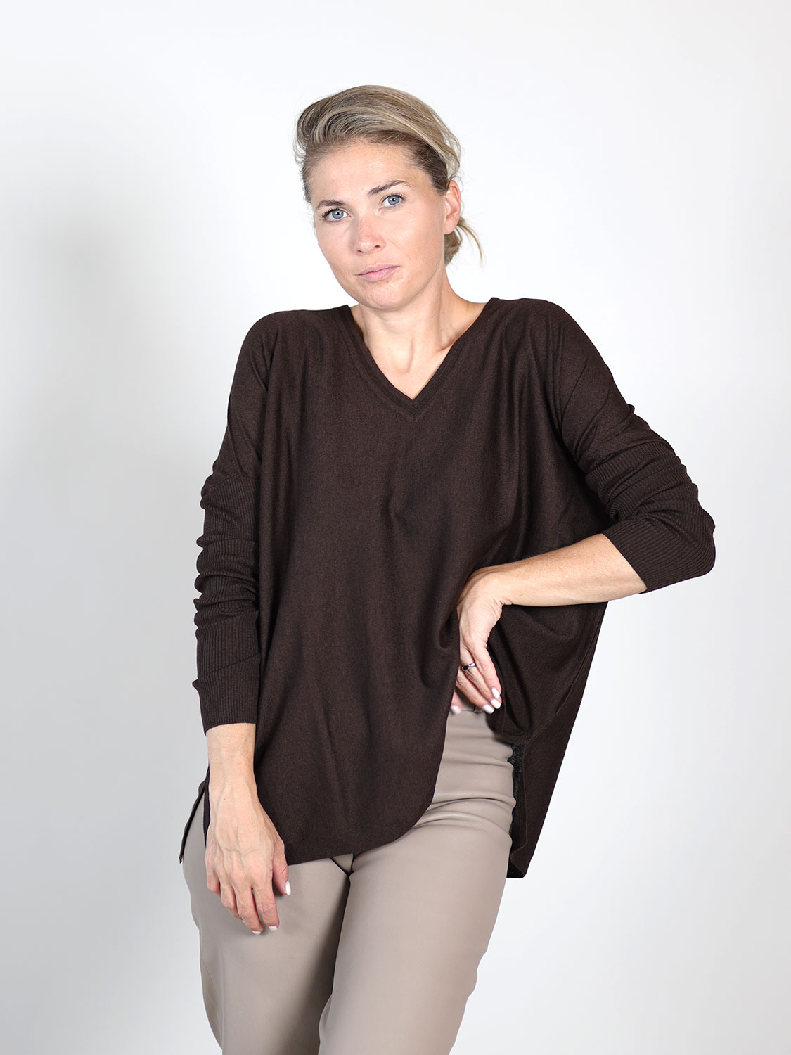 Ely Ely Sophia – V-neck sweater brown 34