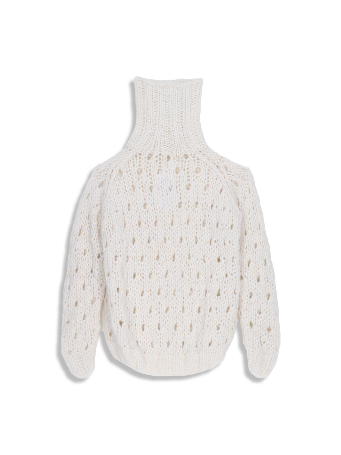 Maiami Curly Alpaca Lace - Chunky knit sweater with turtleneck white S/M