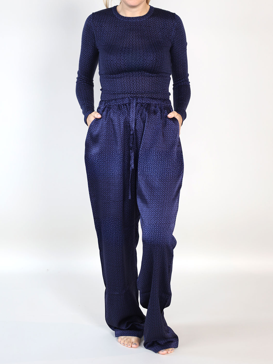 friendly hunting Silk trousers  navy XS