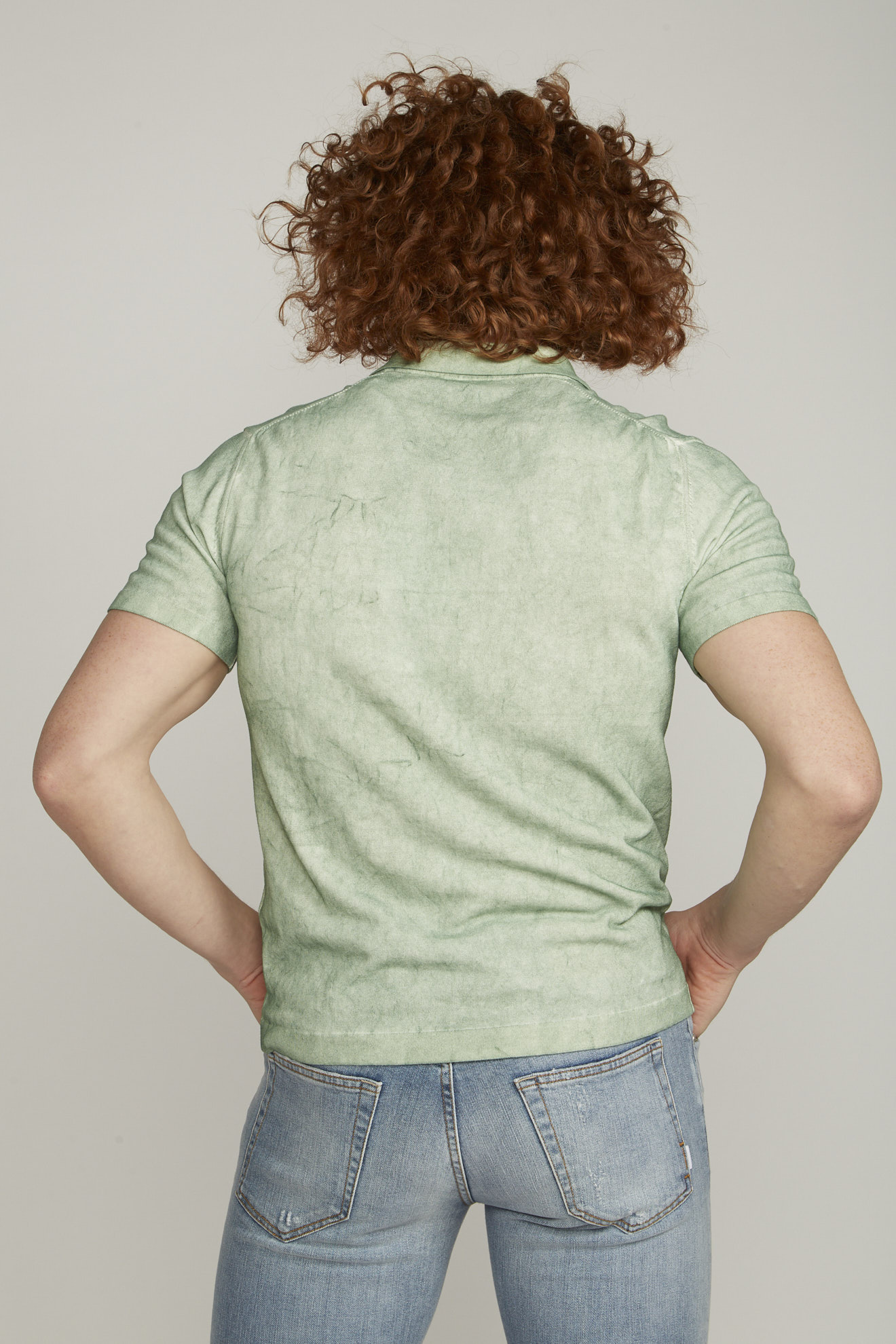 dondup polo shirt grün einfarbig mix model rückansicht
