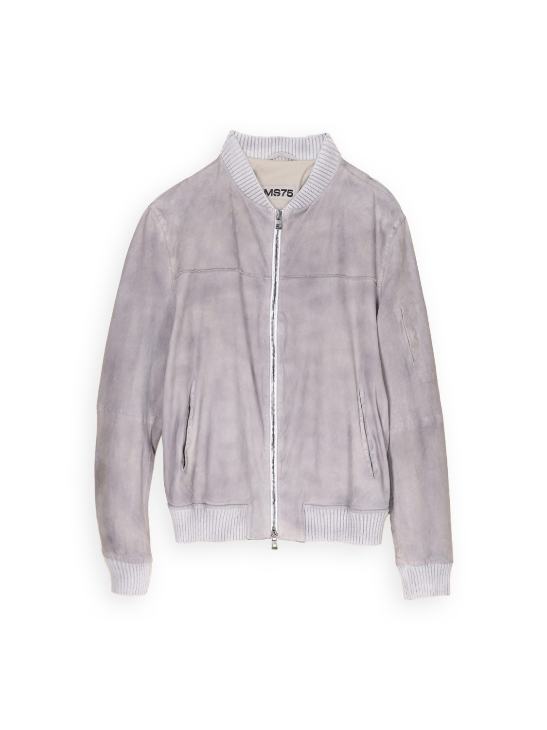 GMS 75 Giacca bomber in pelle con zip  grigio L