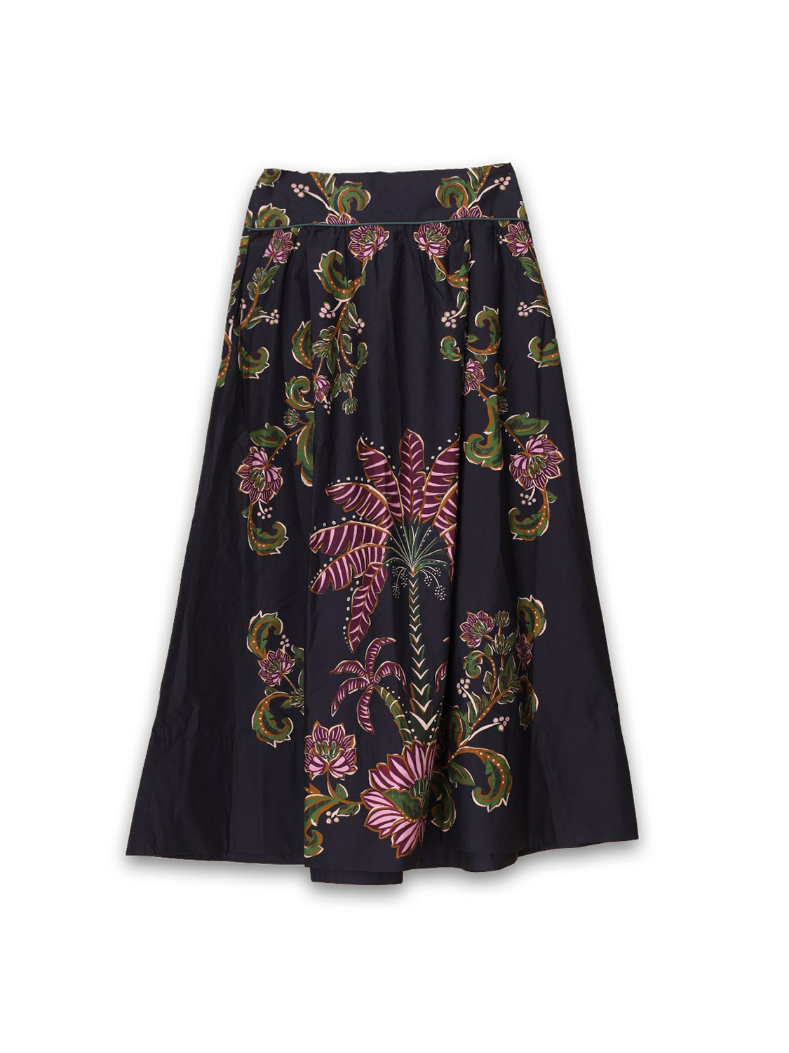 Farm Rio Ravenala midi skirt with botanical print  black XS