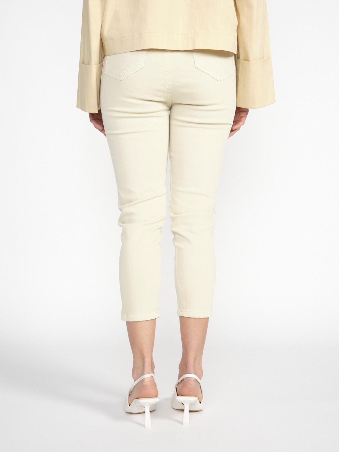 Gitta Banko Pantalones Harlow -pantalones tres cuartos de algodón elástico   beige XS/S