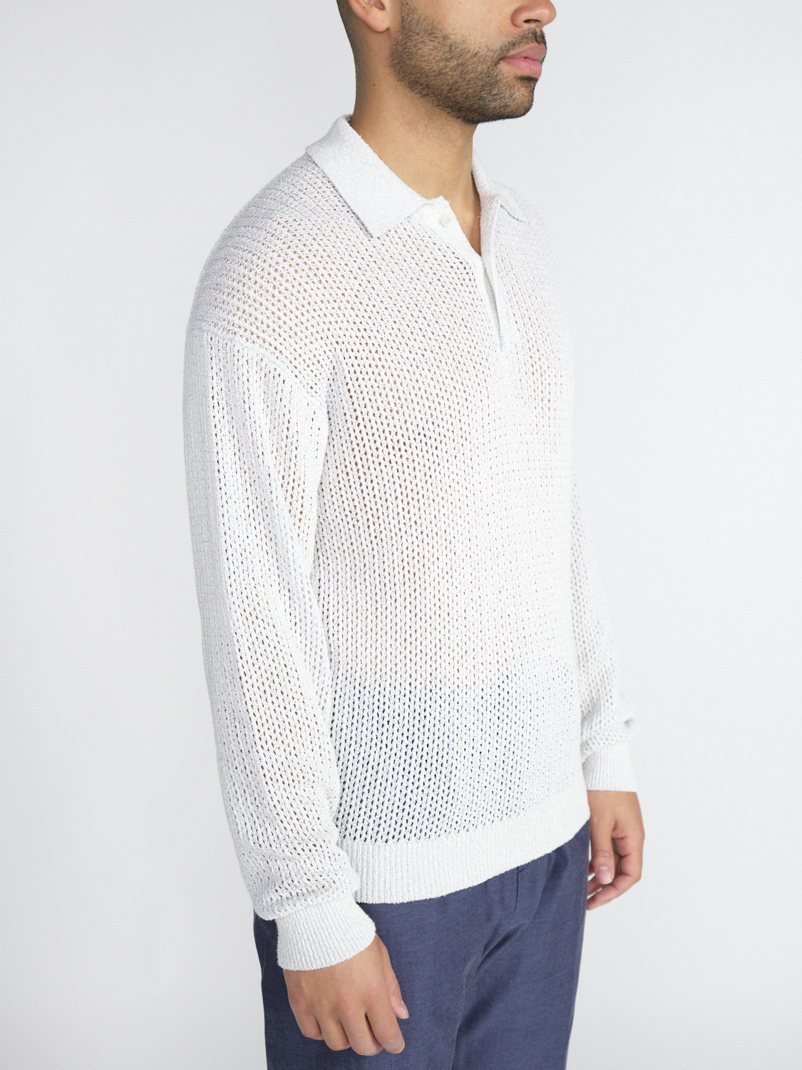 Roberto Collina Polo ML - Chunky knit sweater   hellgrau 48