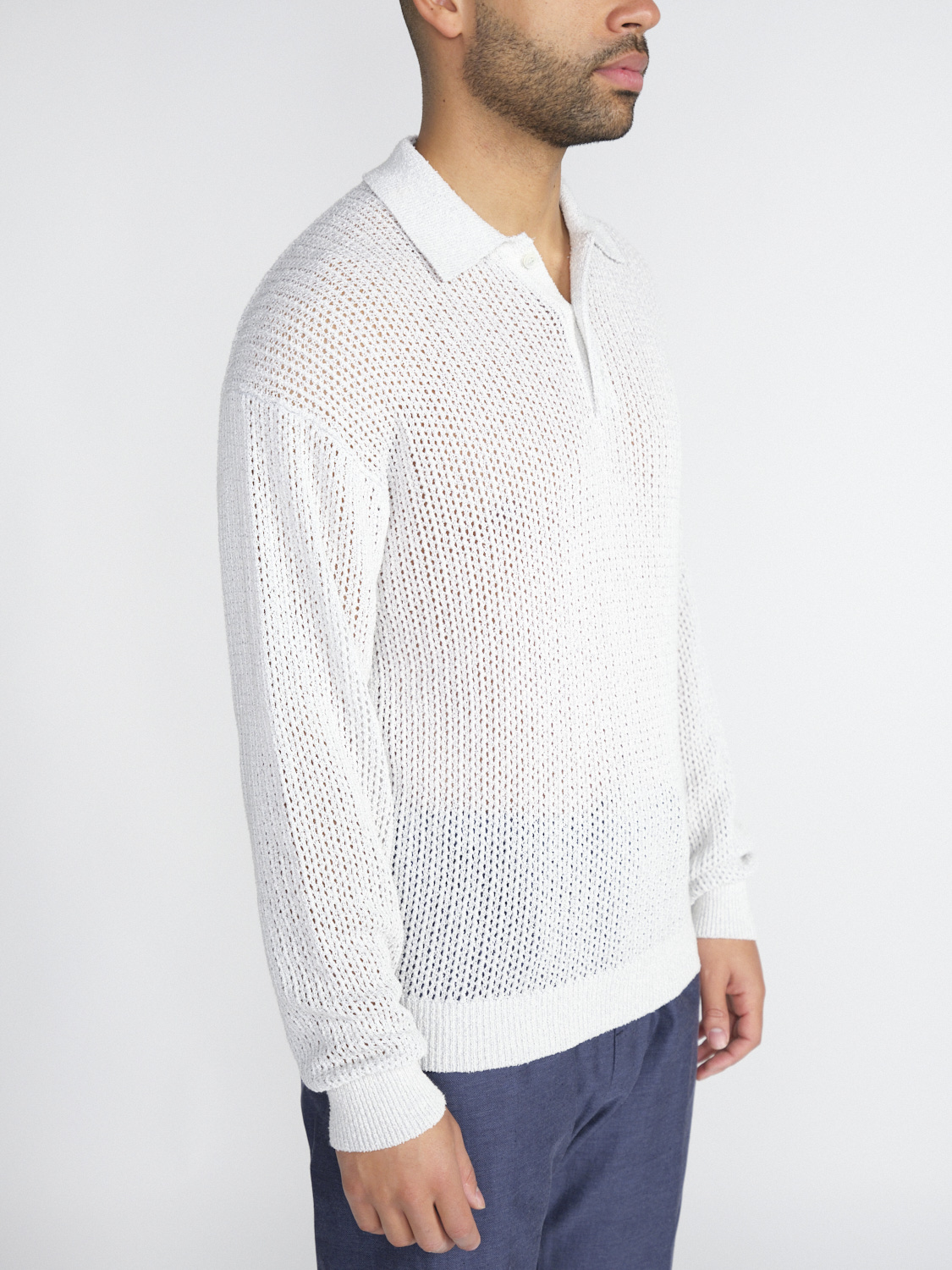 Roberto Collina Polo ML - Chunky knit sweater   hellgrau 50