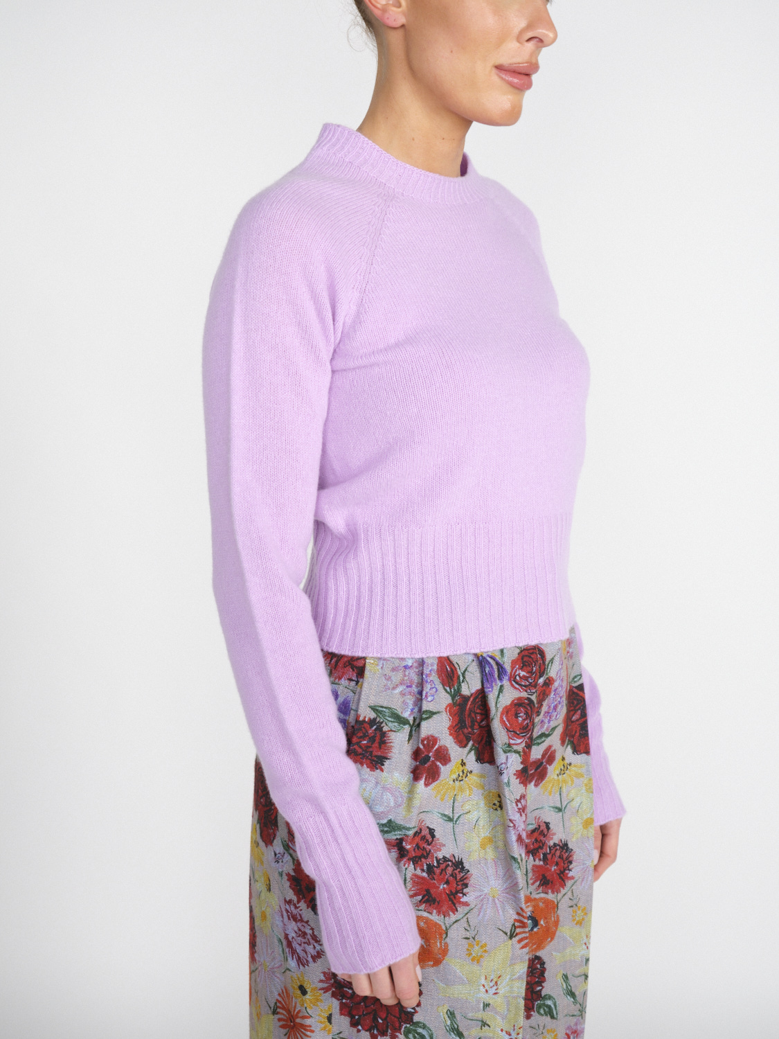 Roberto Collina Cropped jumper made from a merino-cashmere blend  lila S