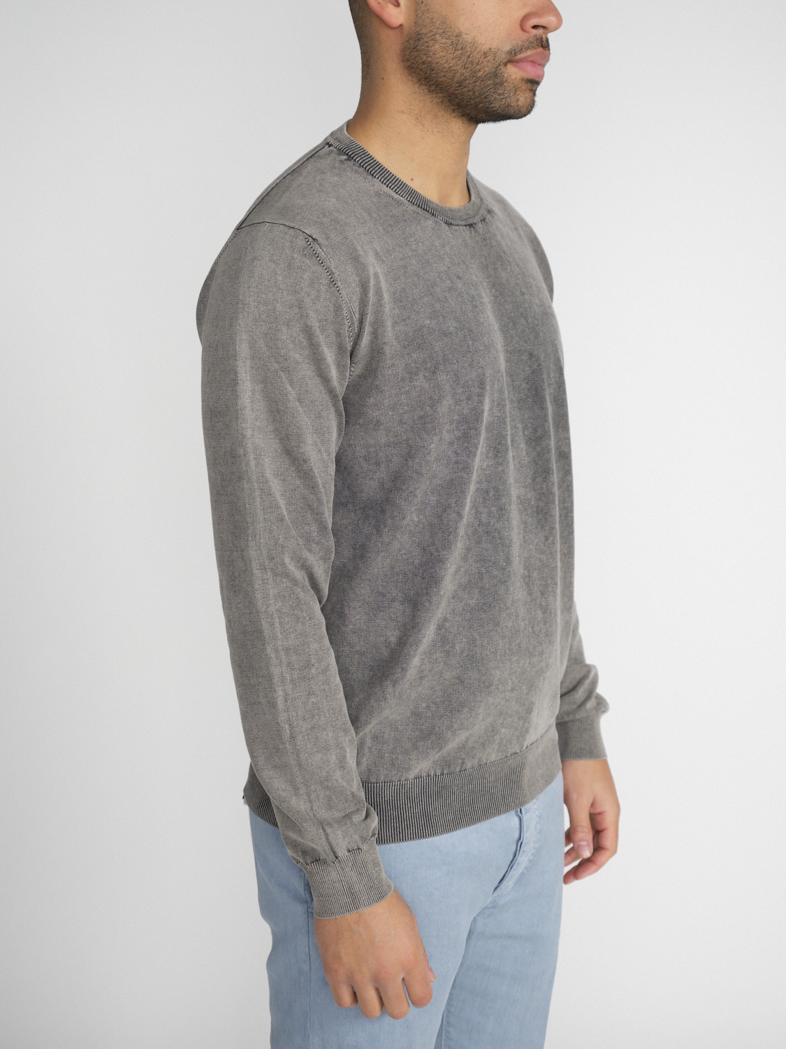 Dondup Girocollo – Light cotton sweater with washed effects  grey 48