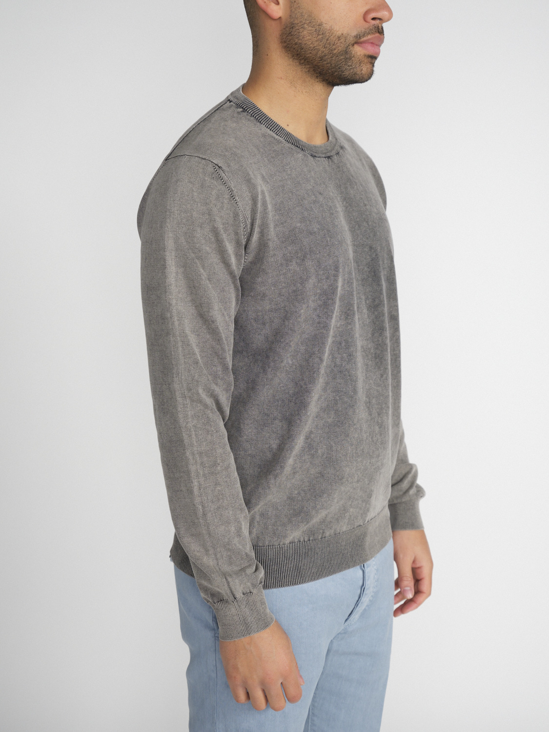 Dondup Girocollo – Leichter Baumwoll-Pullover mit Washed Effekten   grau 50