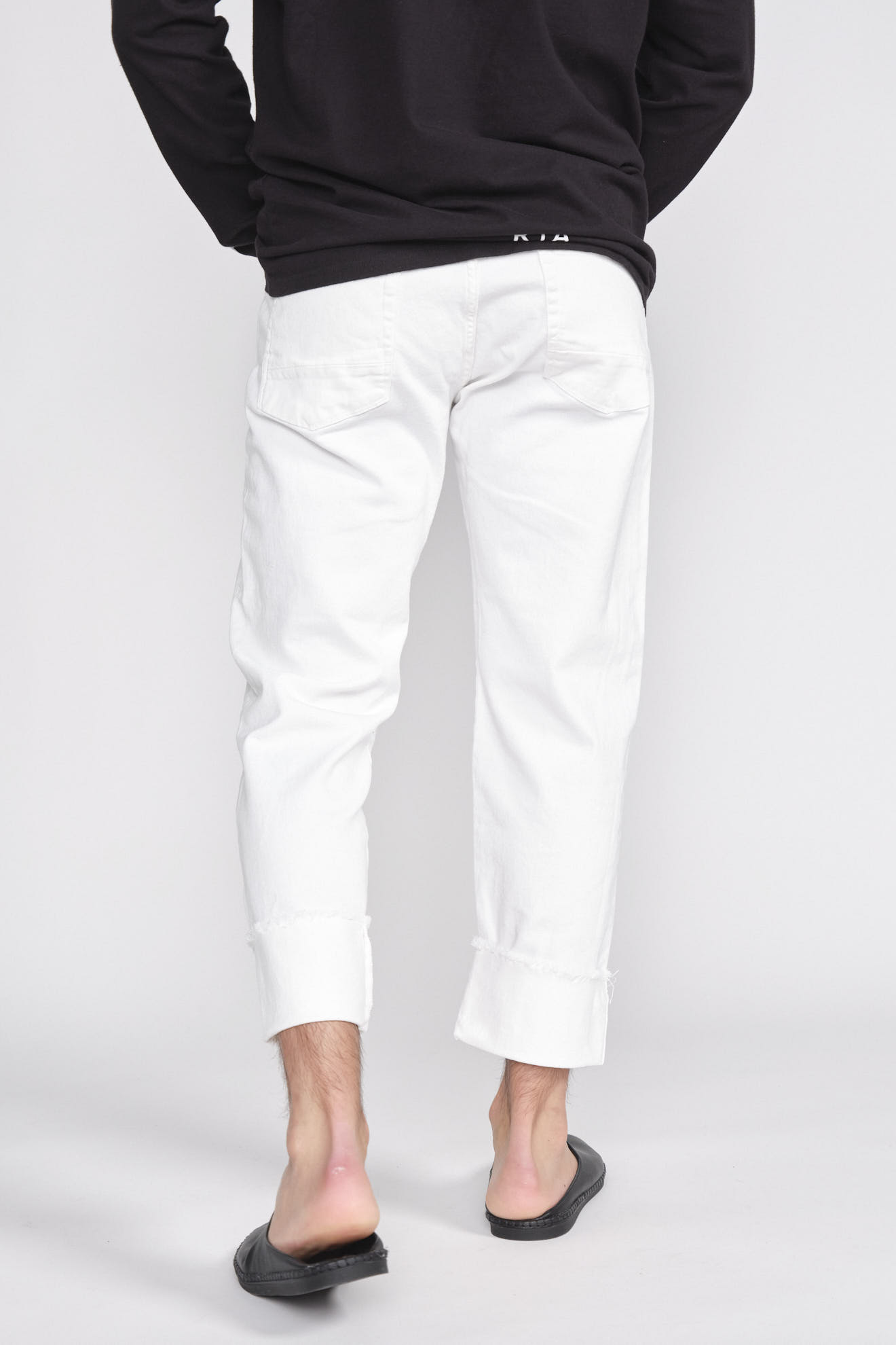 maurizio massimino Jose - Pantalon en jean avec patchs en denim blanc 46