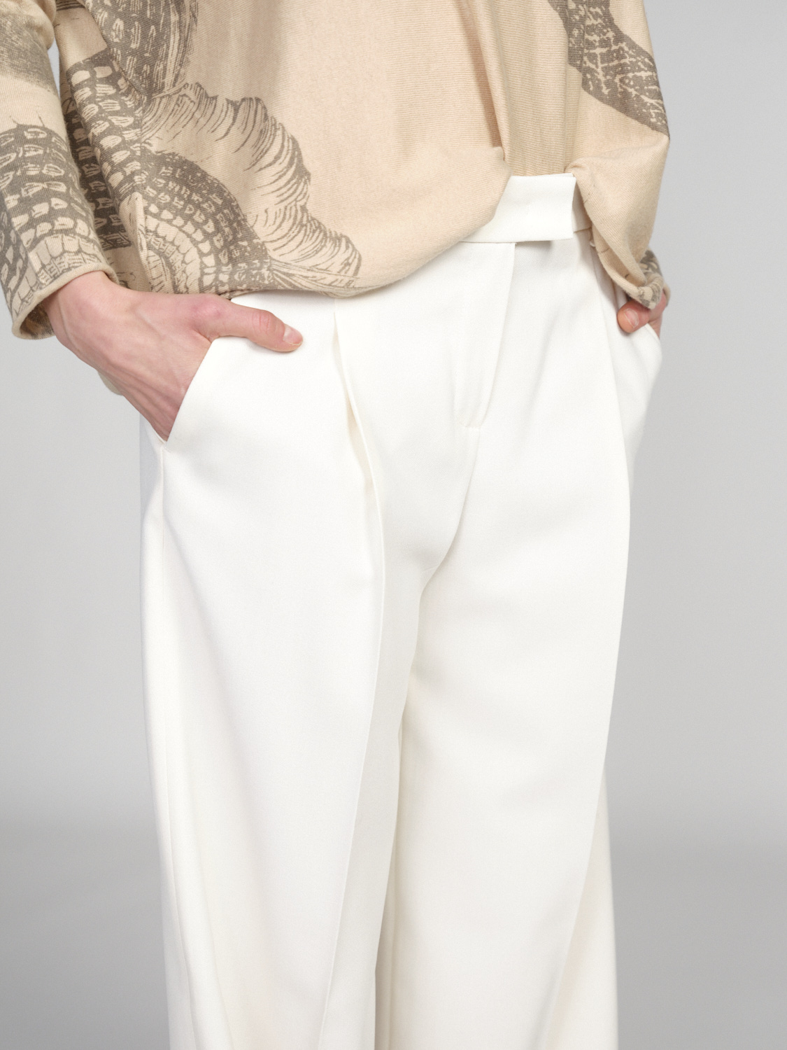 Seductive Pantaloni elasticizzati a gamba larga e plissettati   bianco 34