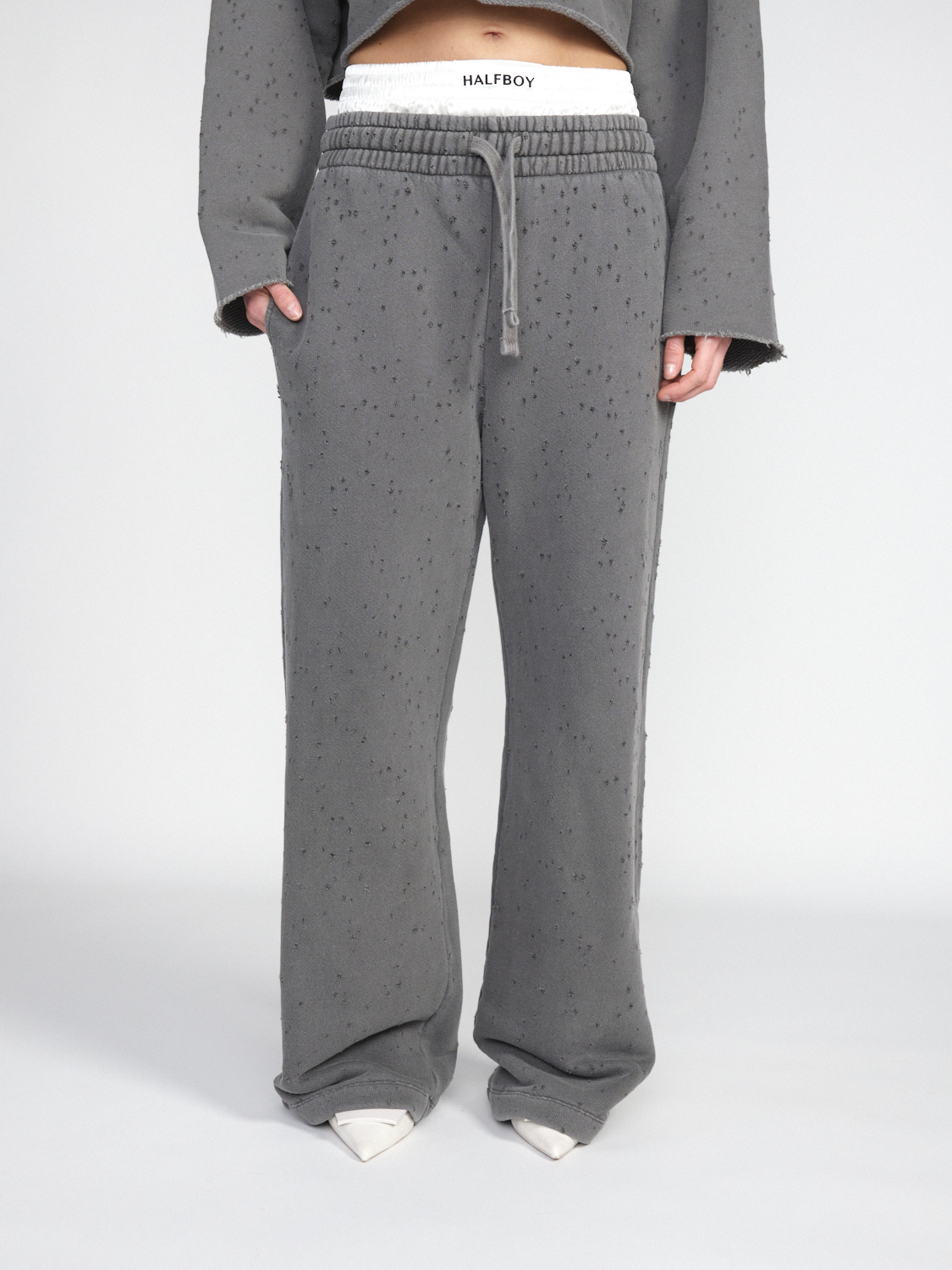 Halfboy Jogger – Jogginghose mit weitem Bein   grau XS