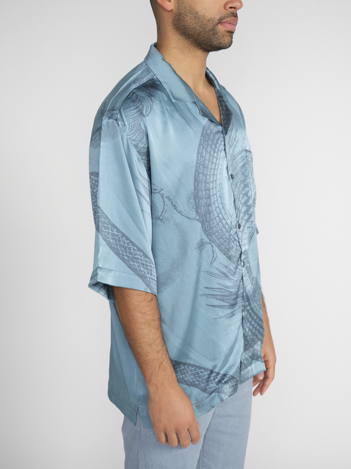 friendly hunting Chemise Grow – silk shirt with a heavenly pattern  mint L