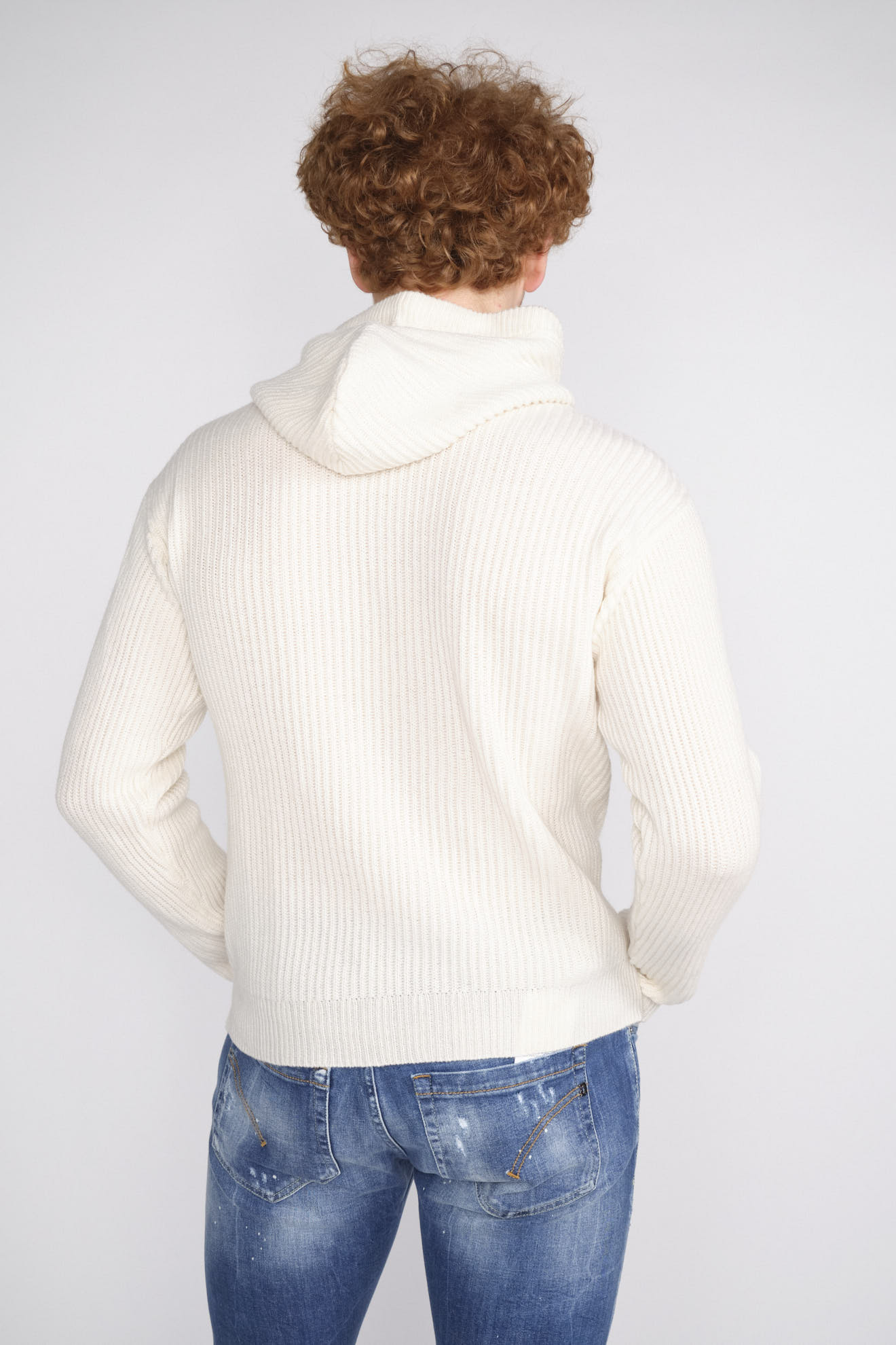 Stephan Boya jimmy - knitted hoodie in cashmere white M