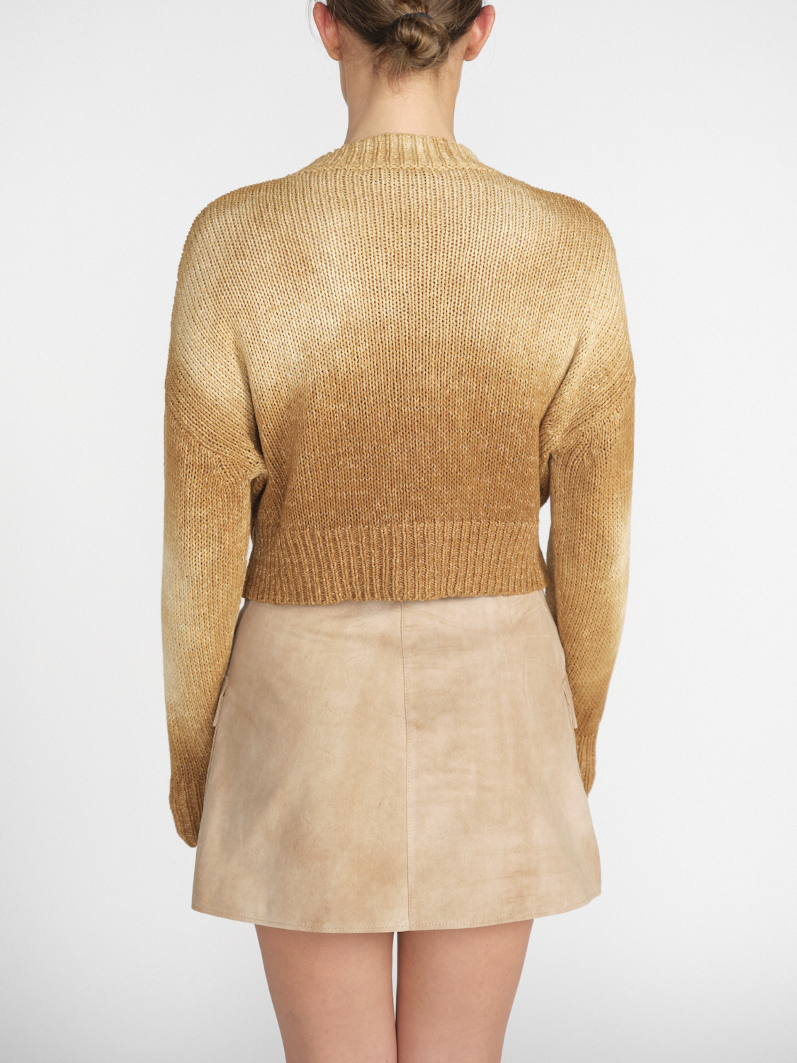 Roberto Collina Manica - Short knitted sweater with color gradients  camel XS