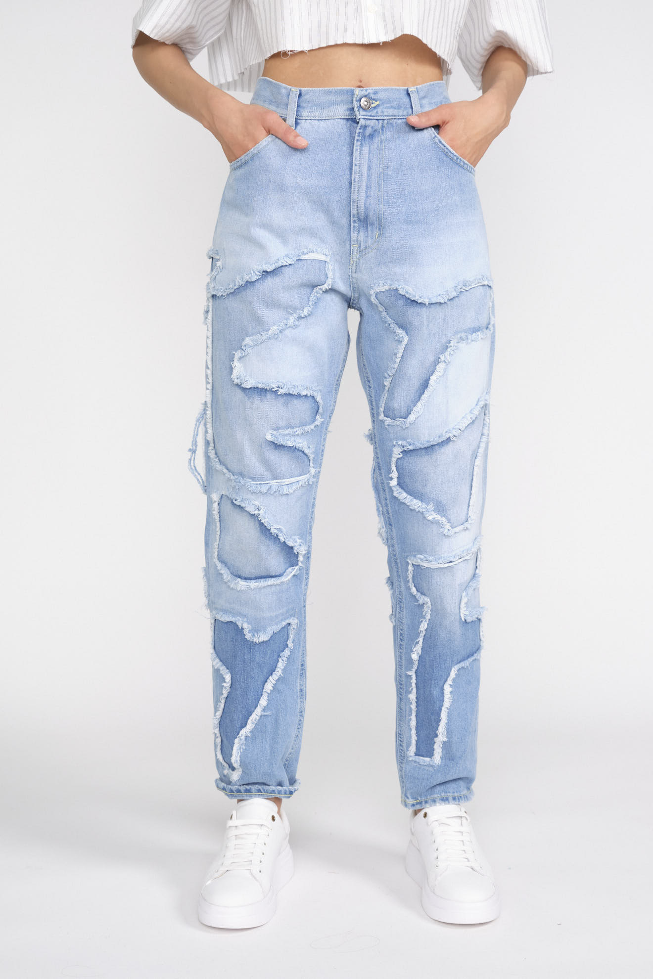 Pantalones blancos con flecos best sale