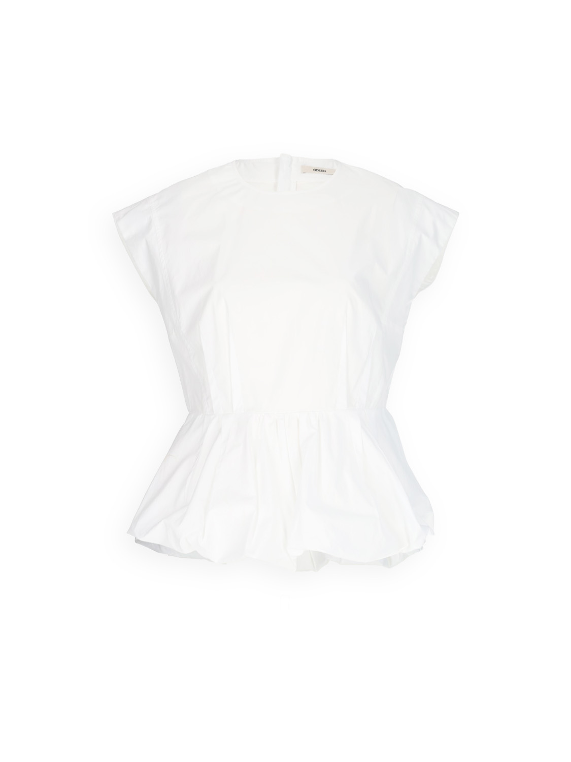 Odeeh Blusa de algodón con peplum globo blanco 34