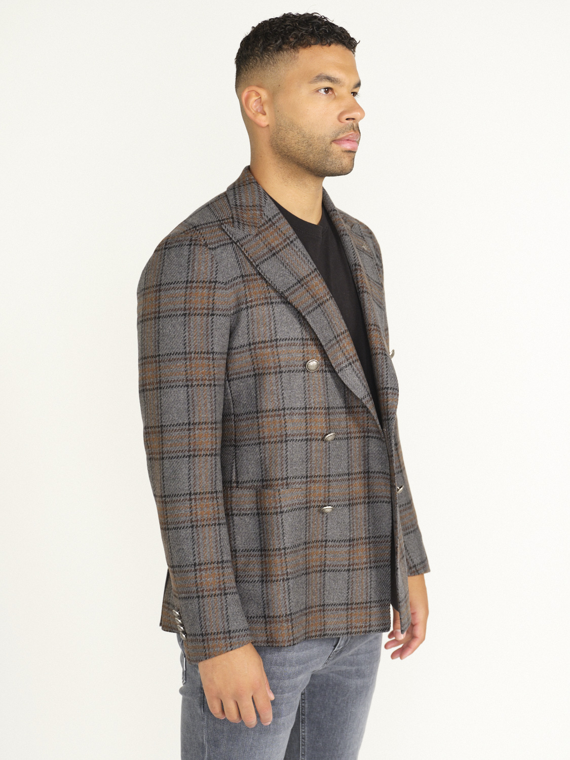 TAGLIATORE Jacket with checked pattern in virgin wool grey 52