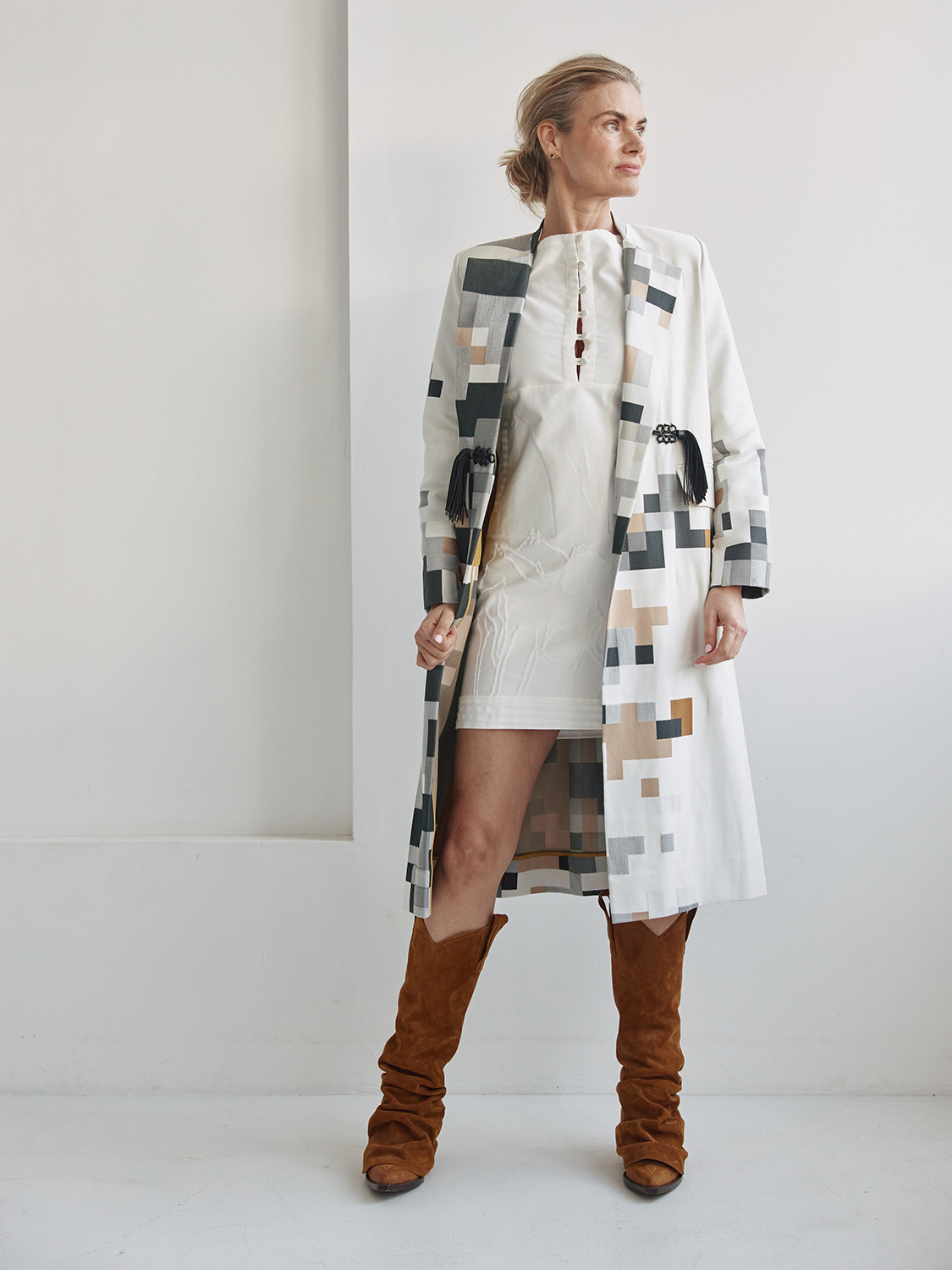 Thitritz – Straight cut coat with graphic pattern 