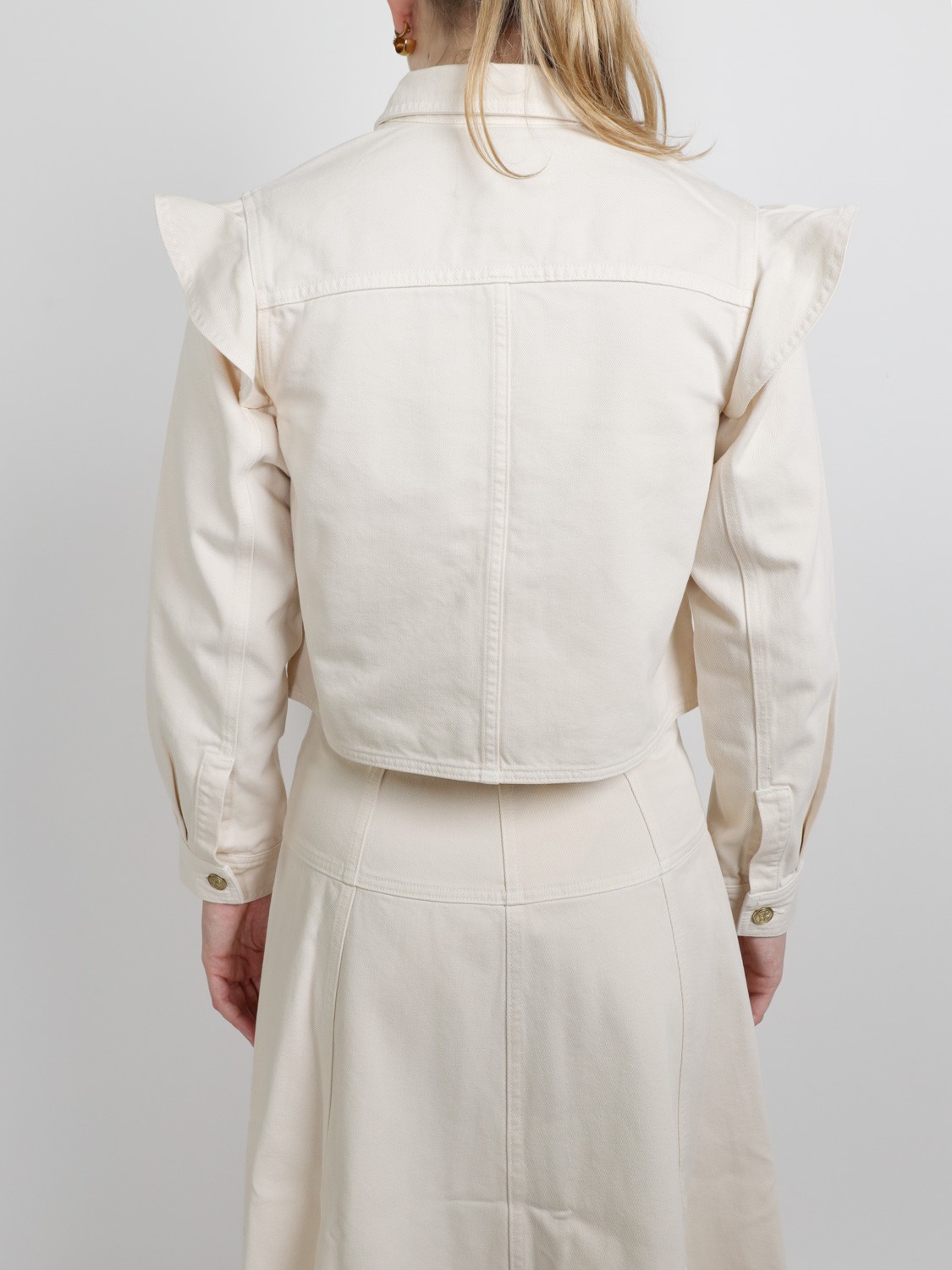 Ulla Johnson The Mathilde - Denim shirt with ruffles creme S Ulla Johnson The Mathilde - Denim shirt with ruffles creme S