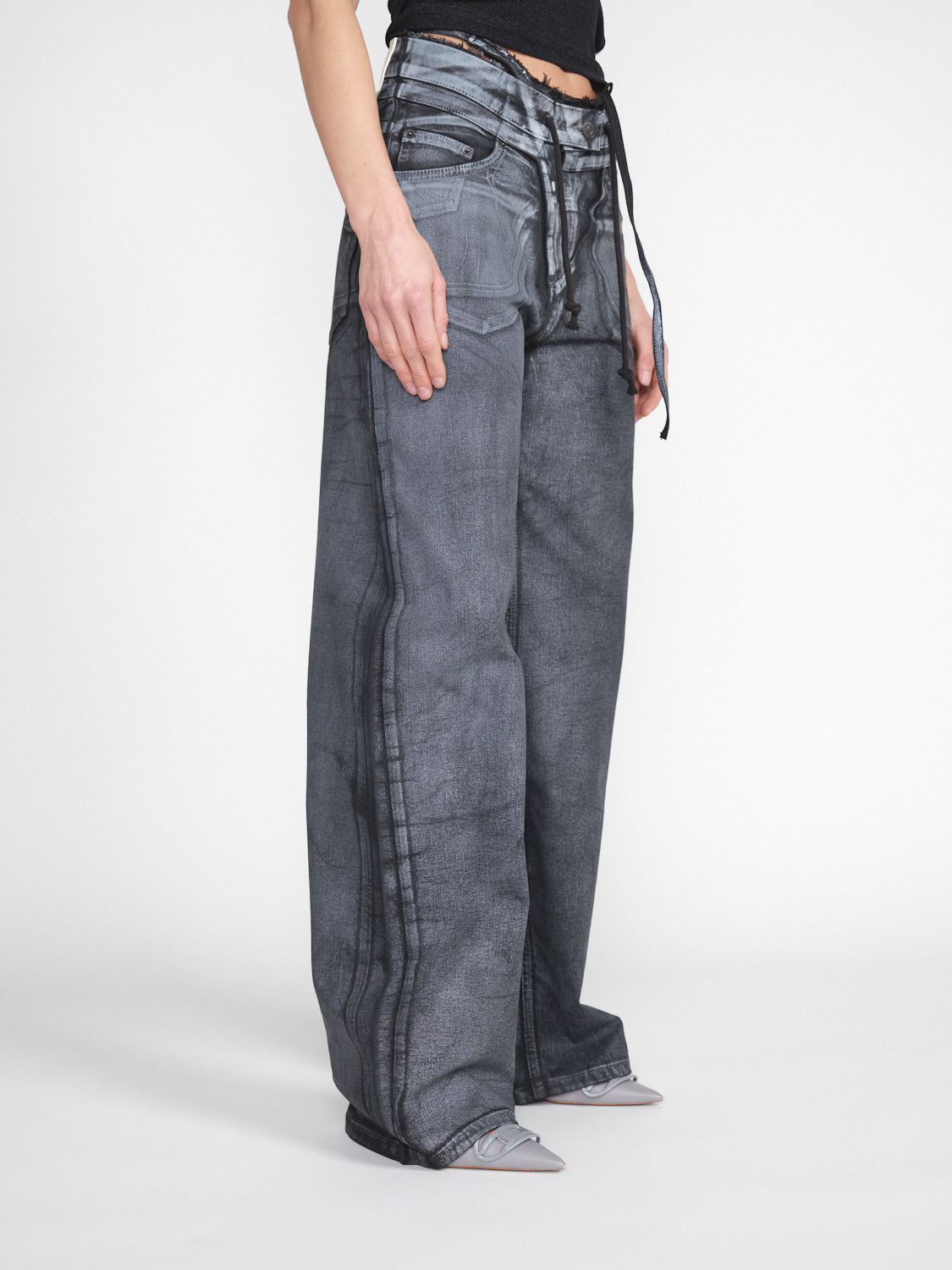 Ottolinger Double Fold – Oversized Jeans aus Baumwoll-Mix  grau XS