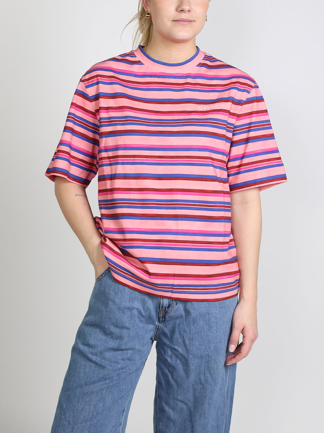 khrisjoy Celeste Stripes Tee – Shirt with stripe design   rose S