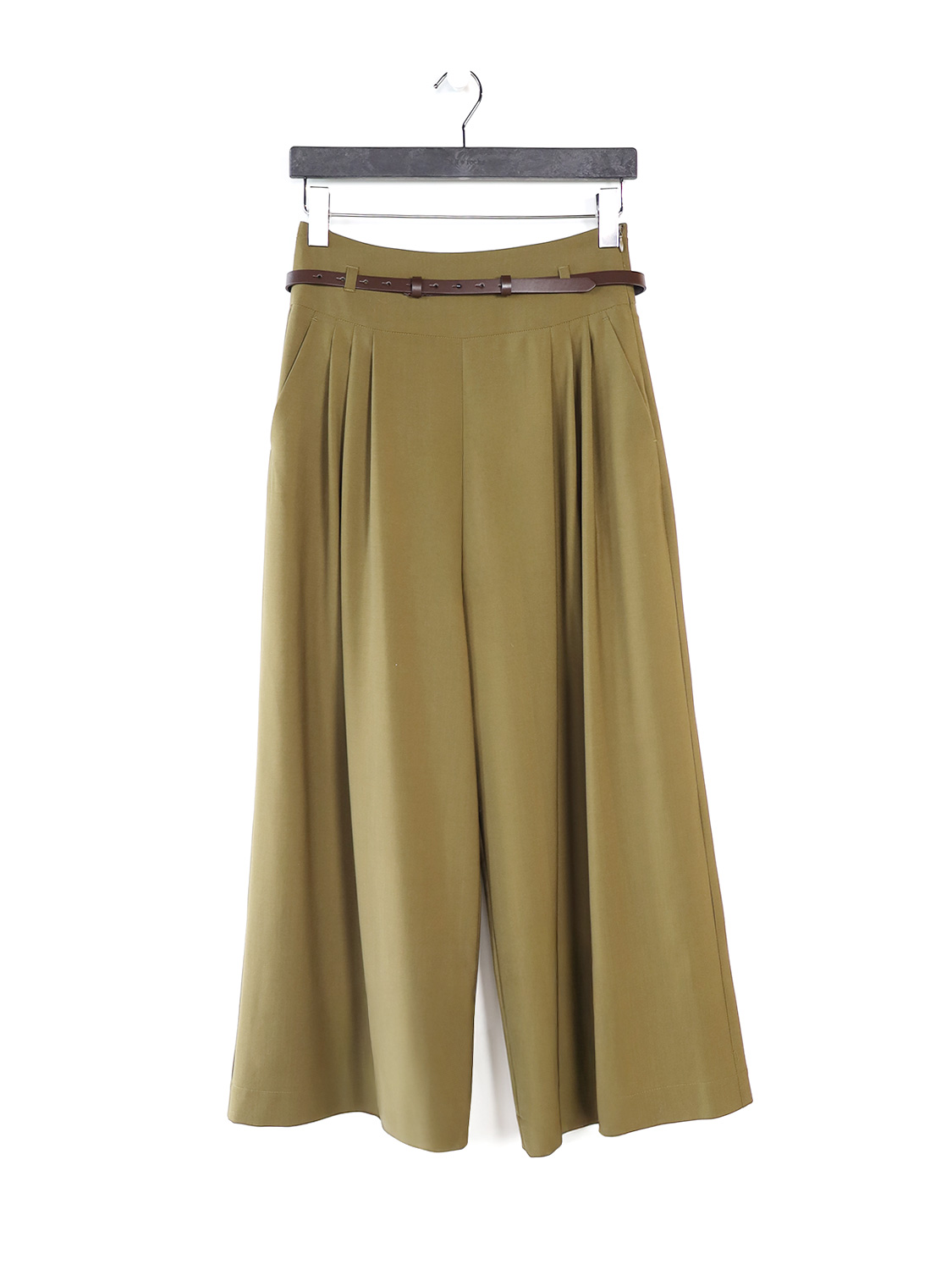 Odeeh Wide pleated trousers in virgin wool olive 34