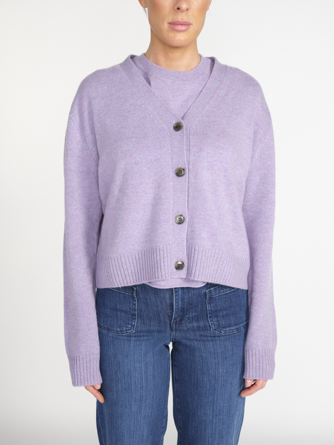 Lisa Yang Marion - Short cashmere cardigan  lila XS/S