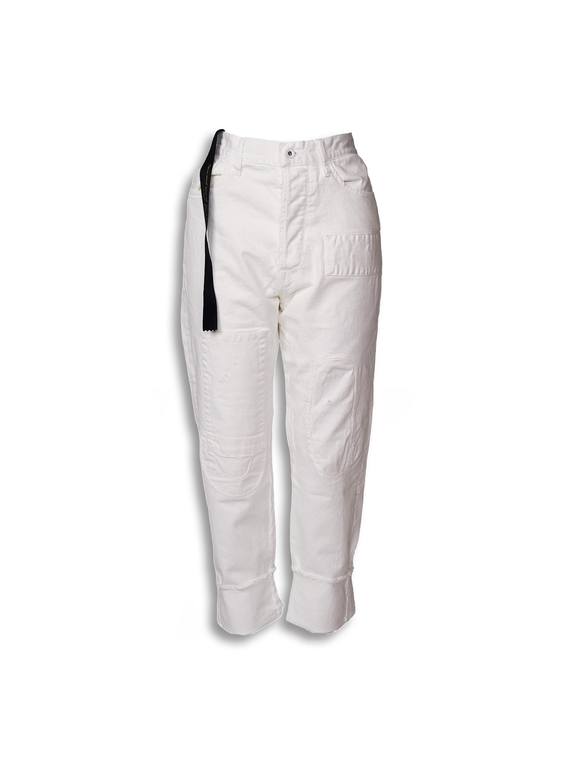 maurizio massimino Jose - Pantalon en jean avec patchs en denim blanc 46