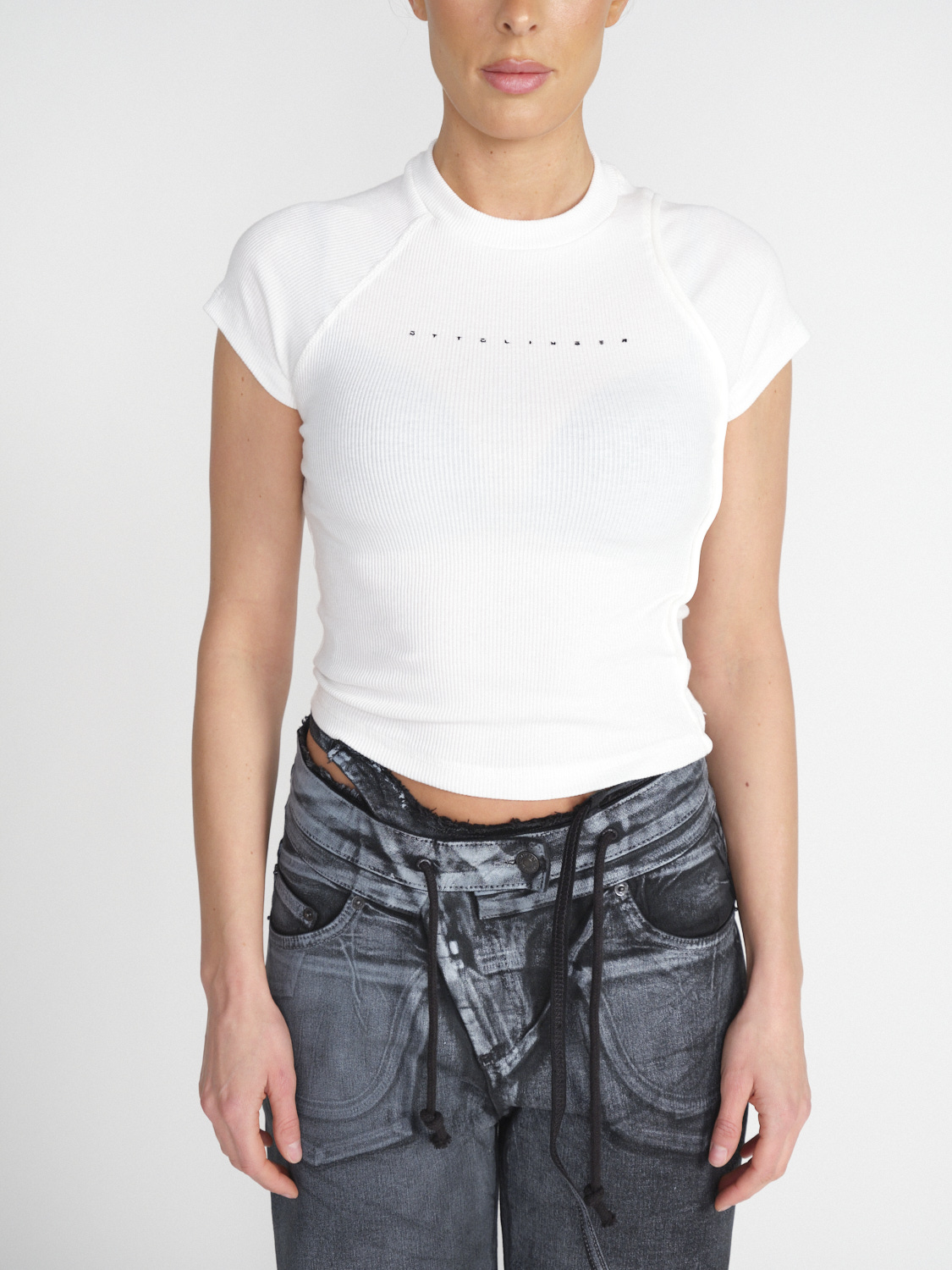 Ottolinger Deconstructed - Stretchy ribbed cotton shirt  white XS