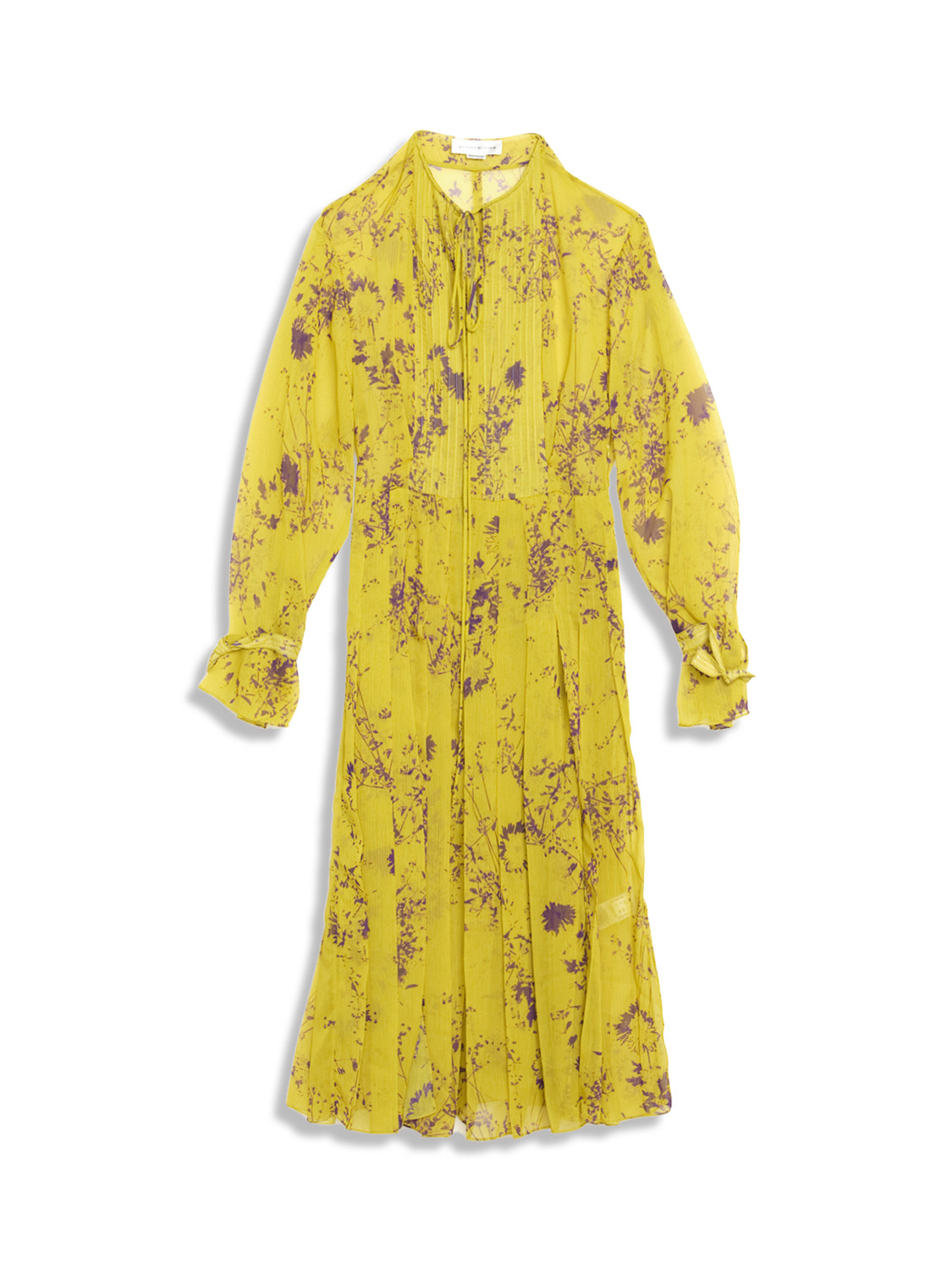 Victoria Beckham Pleated Tea Dress - Midi dress with floral print design green 38