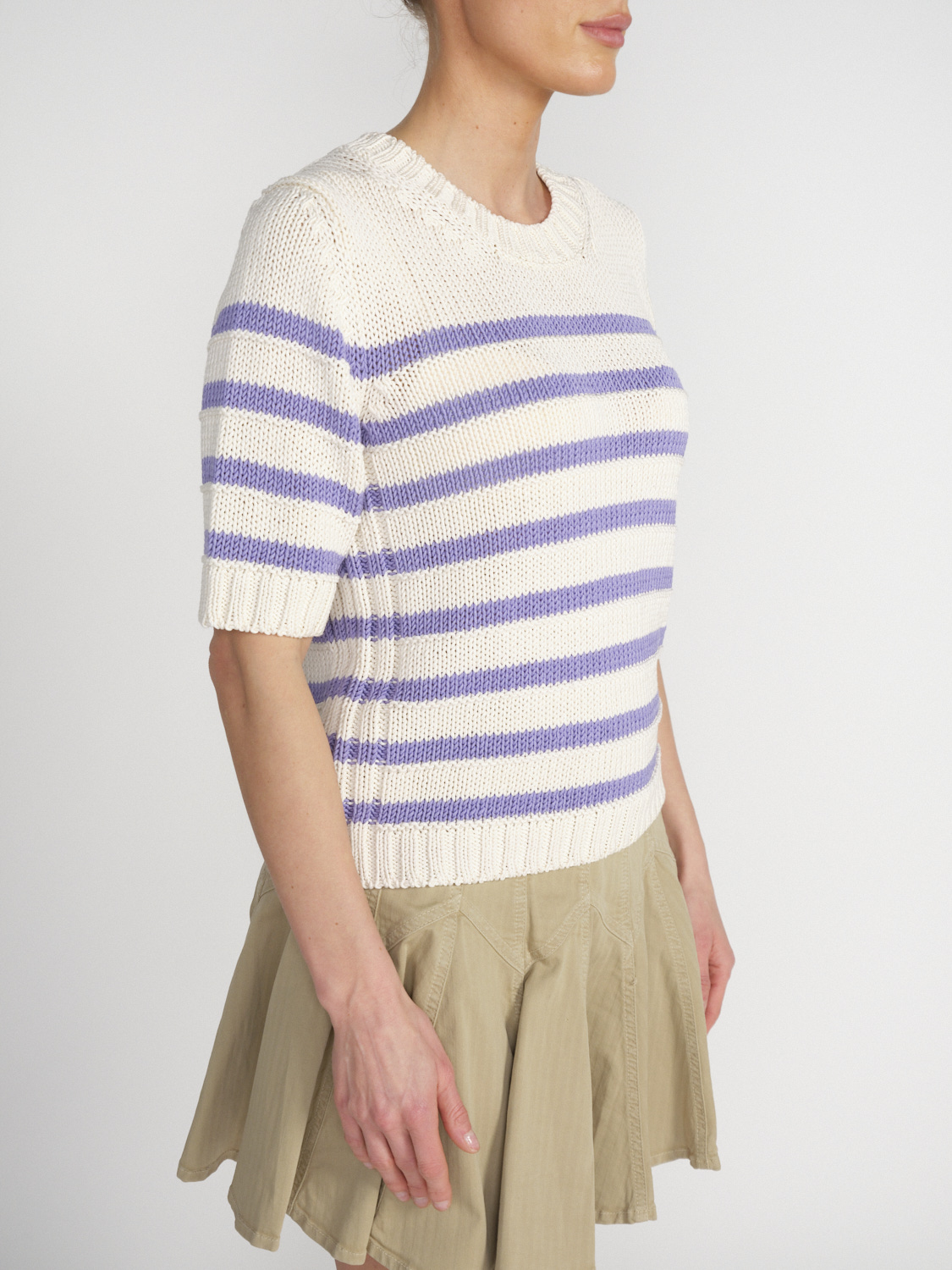 Iris von Arnim Pallas - Short-sleeved sweater with a striped design  white S