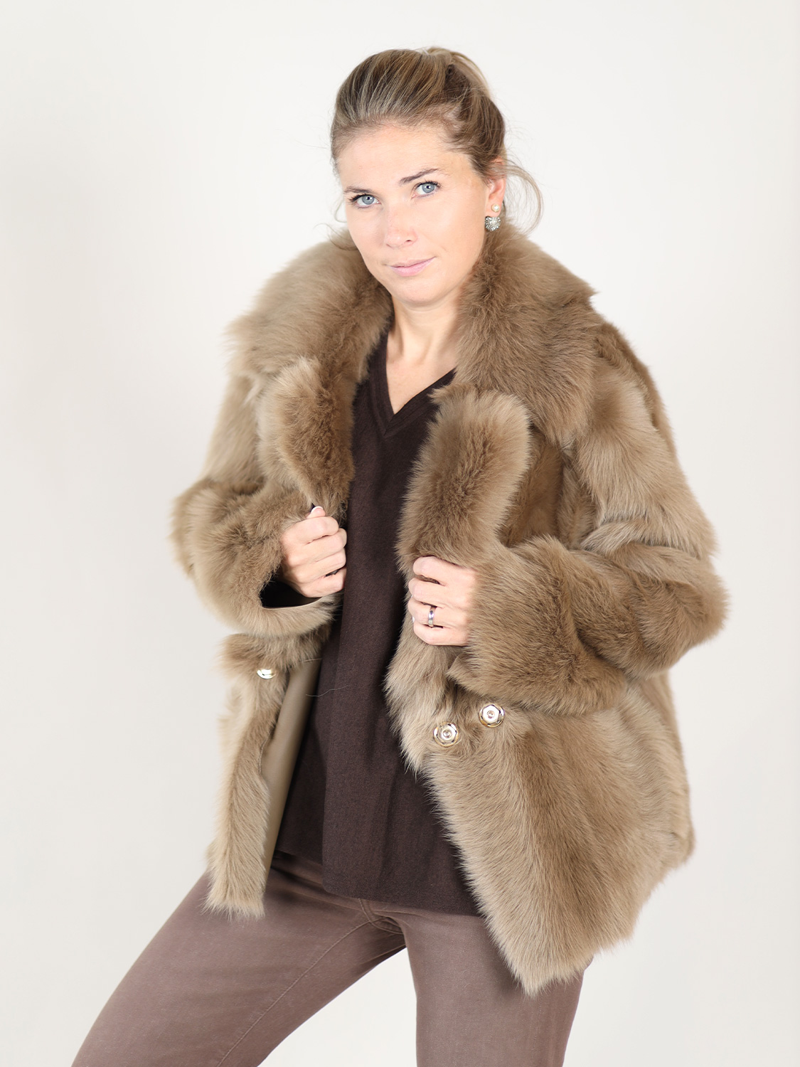 Blancha Toscana – Short fur coat khaki 34