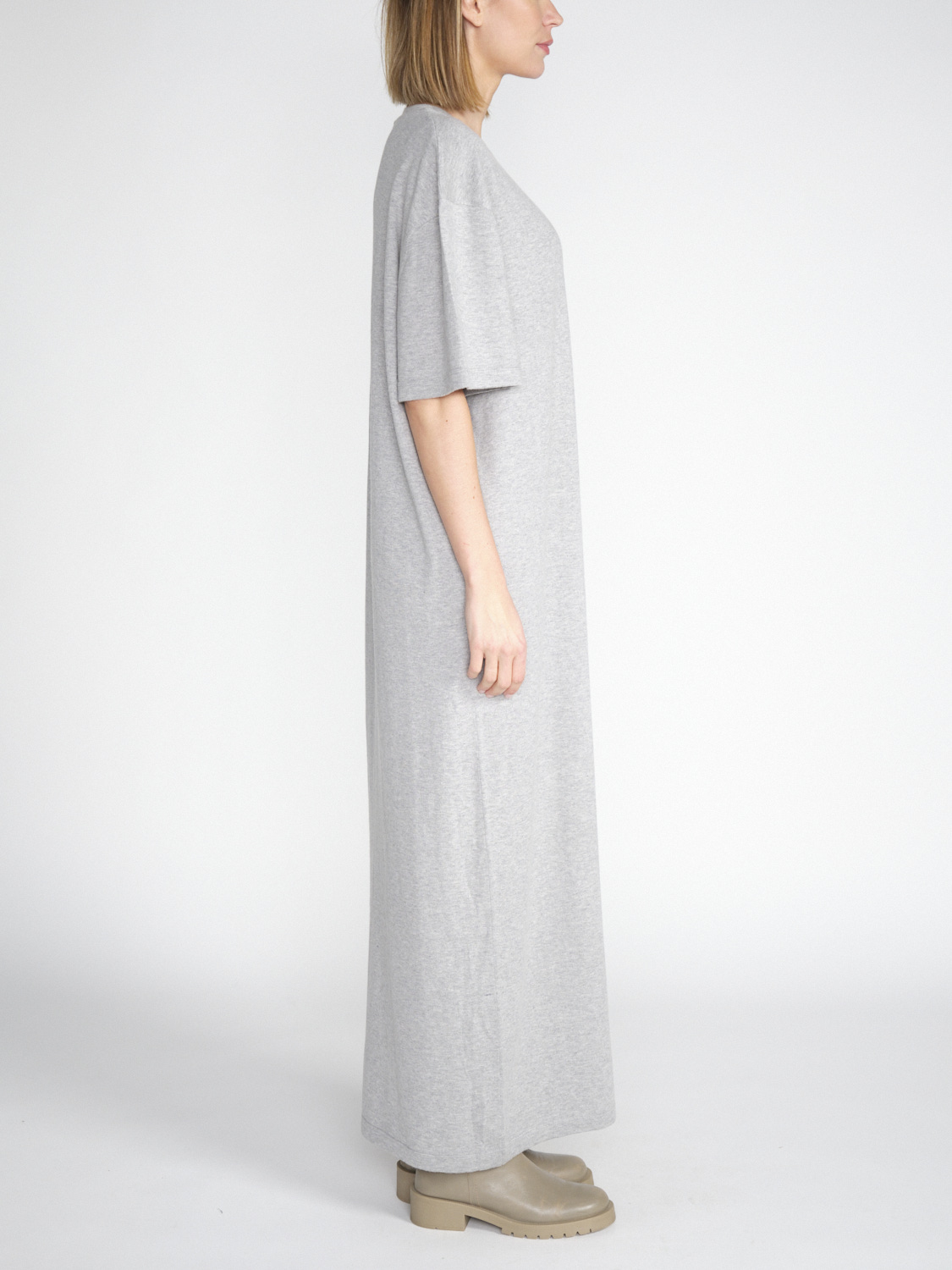 Extreme Cashmere N°321 Kris – Oversized T-Shirt-Kleid aus Kaschmir-Baumwoll-Mix  grau One Size