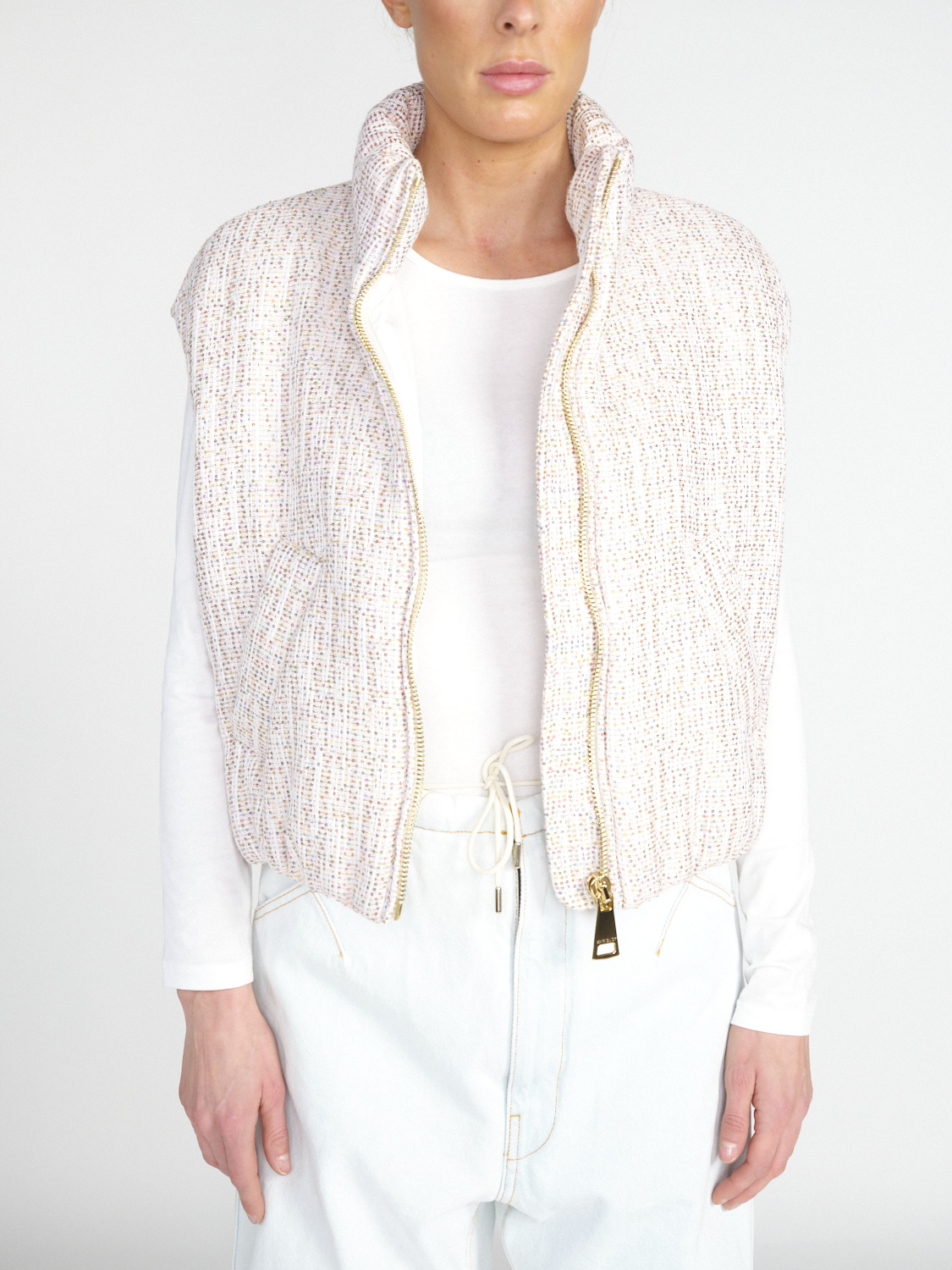 Khrisjoy Joy - Gilet cropped con paillettes   creme XS/S