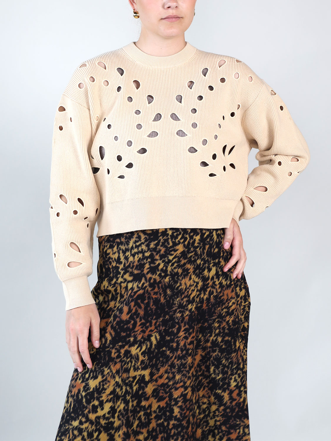 Ulla Johnson Vanessa – Sweater with cut-out pattern creme One Size