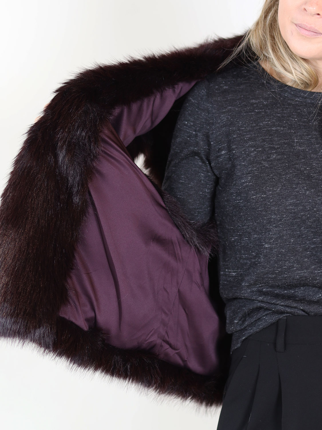 Betta Corradi Gilet – Weste in Felloptik   bordeaux XS