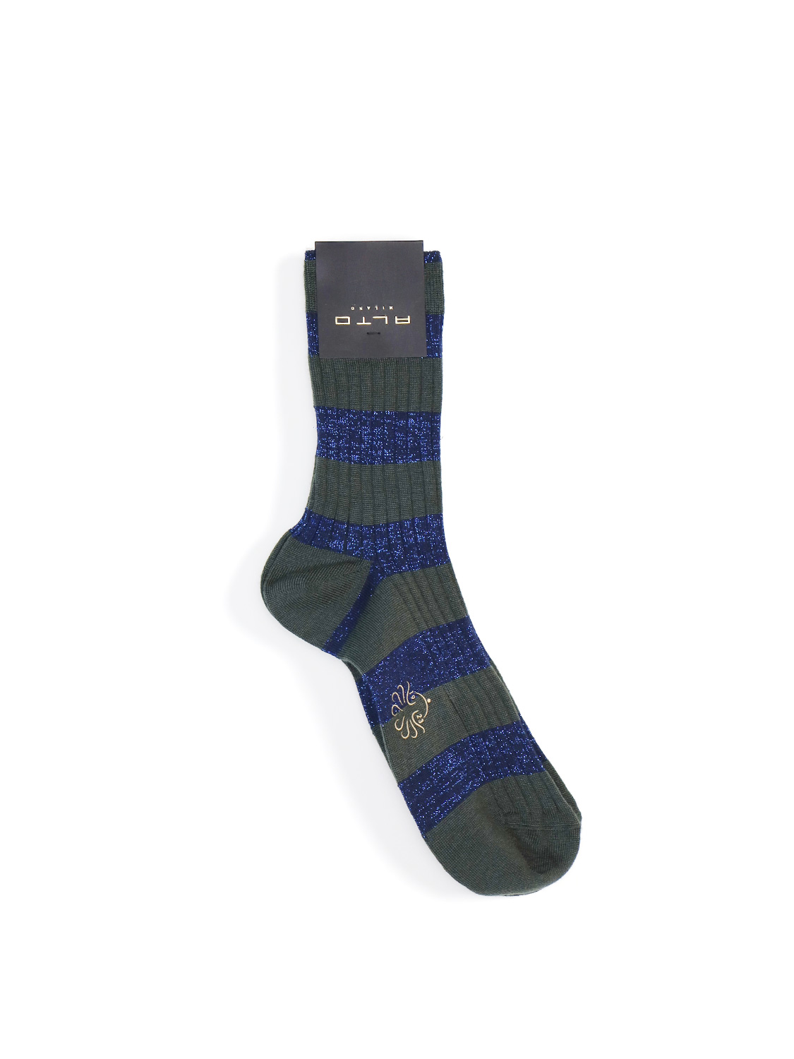 Alto Paia –  Gestreifte Socken mit Lurex-Effekt   grün One Size